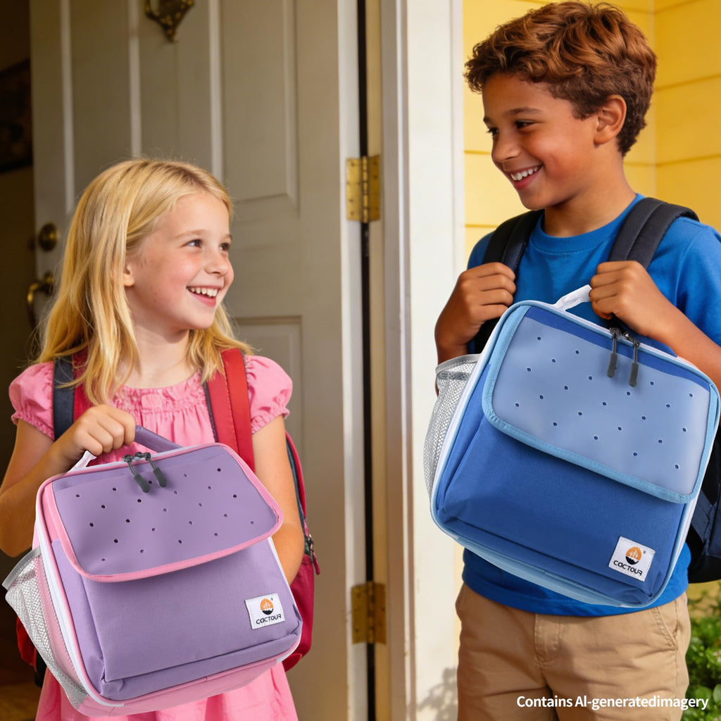 CaCTOUR Lunch Box Kids,Premium Insulated Lunchbox for Girls Boys,Soft Mini Cooler Bag Back to School Thermal Reusable Lunch Bag for Work School Picnic (Blue)