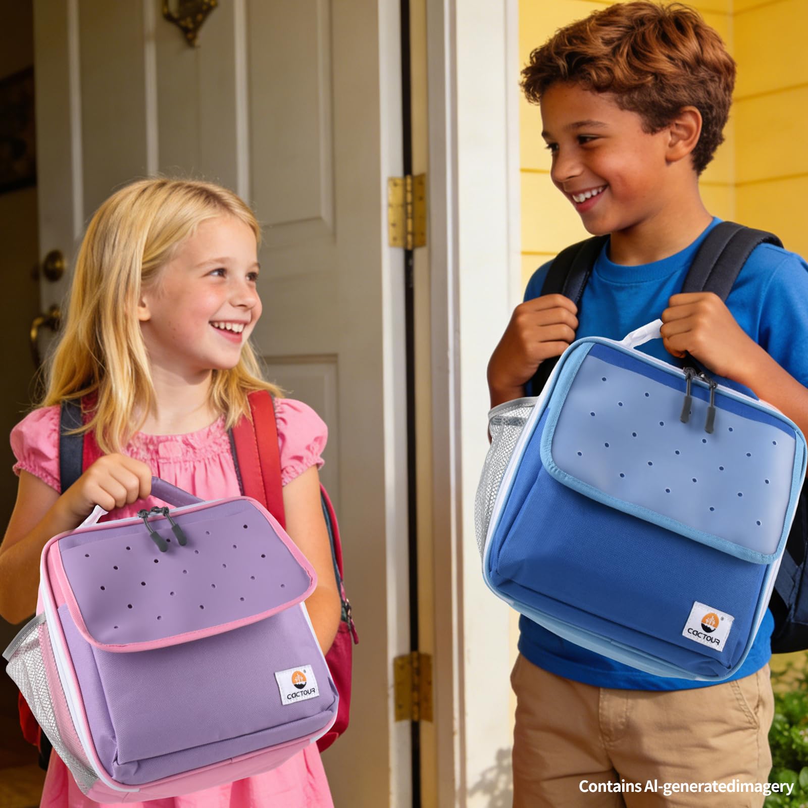 CaCTOUR Lunch Box Kids,Premium Insulated Lunchbox for Girls Boys,Soft Mini Cooler Bag Back to School Thermal Reusable Lunch Bag for Work School Picnic (Blue)
