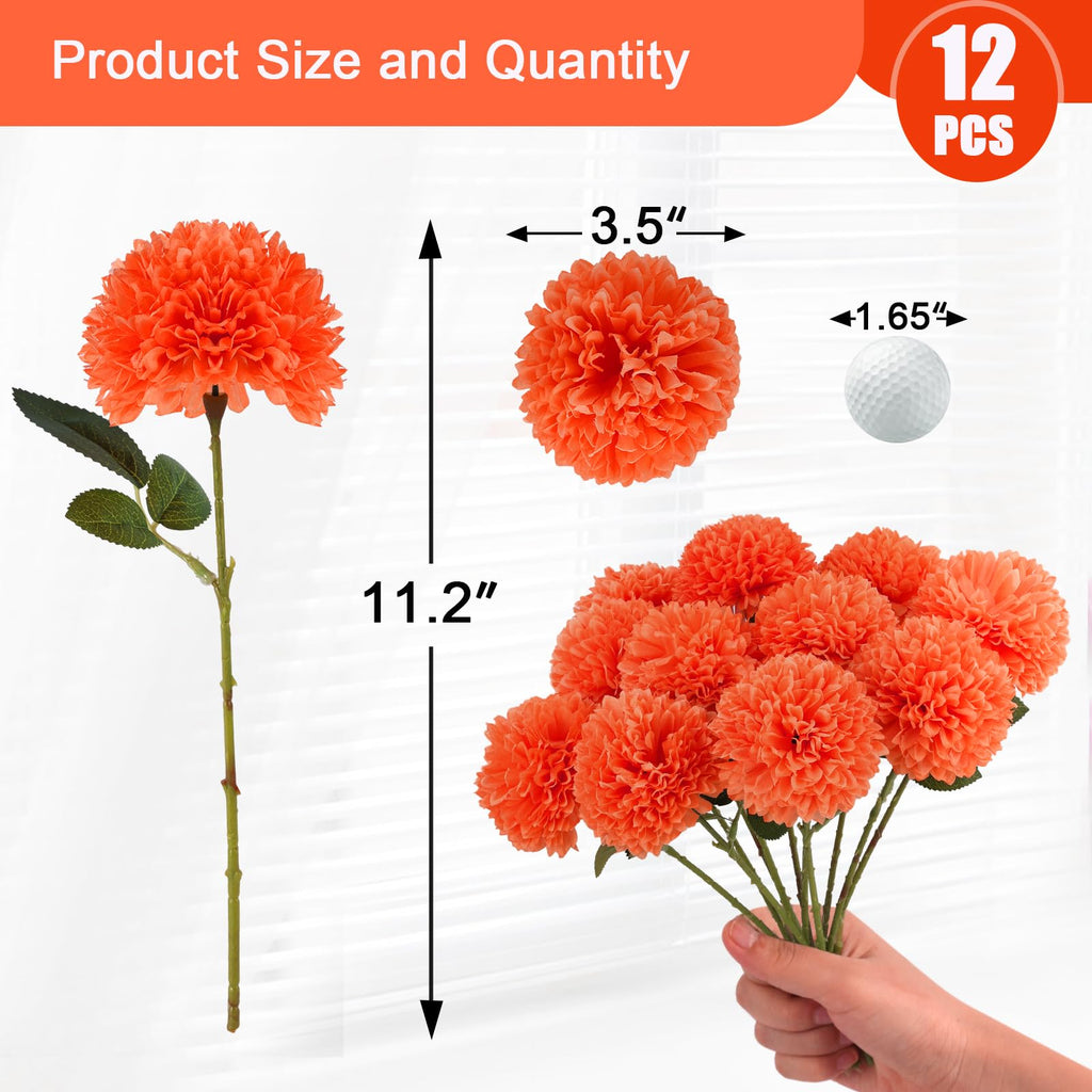 Hananona 12 Pcs Artificial Chrysanthemums Flowers Patriotic Flower, 4th of July Fake Mums Flowers Silk for Home Decor Indoor Memorial Day Table Centerpiece Vase not Included (12, Red, White, Blue)