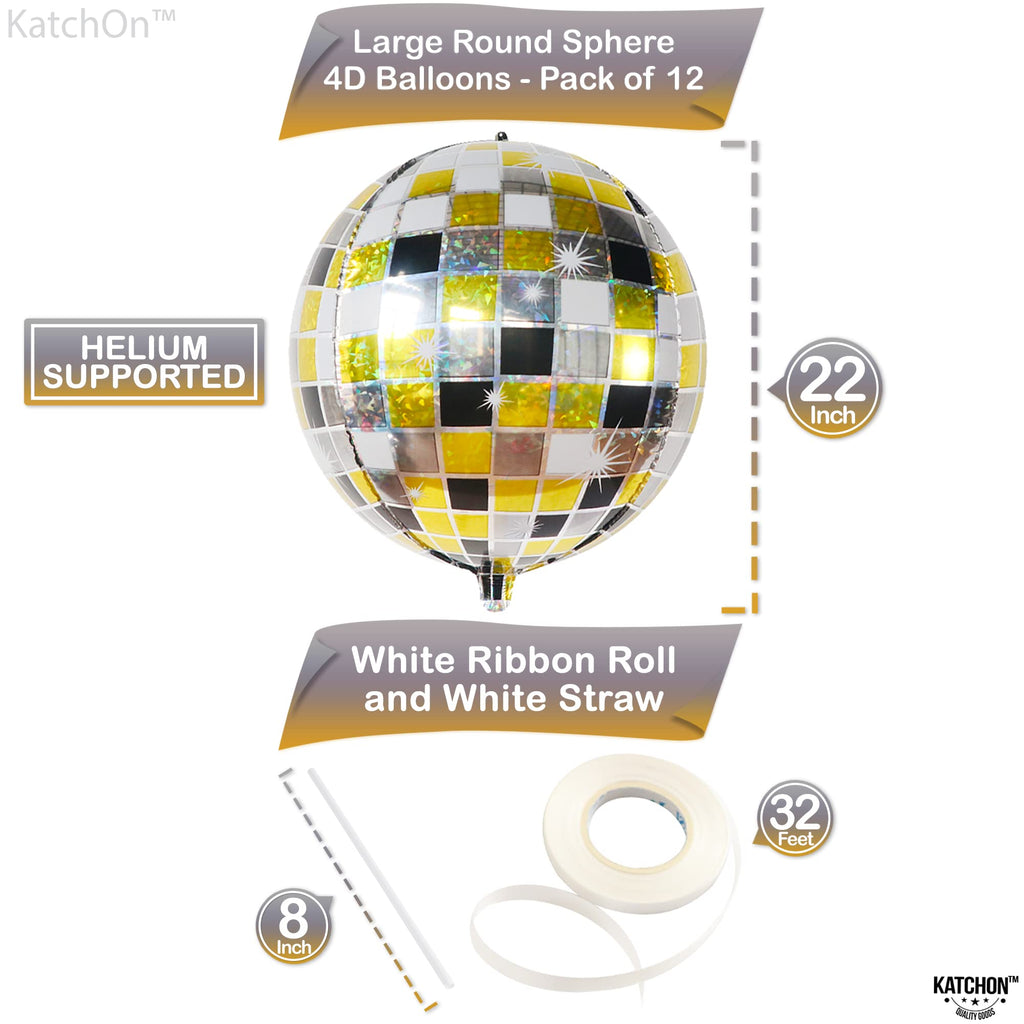 KatchOn, Large Gold Foil Balloons - 22 Inch, Pack of 12 | Gold Balloons for Graduation Decorations 2026 | Mylar Balloons for Anniversary, Wedding, Golden Birthday Party Decorations