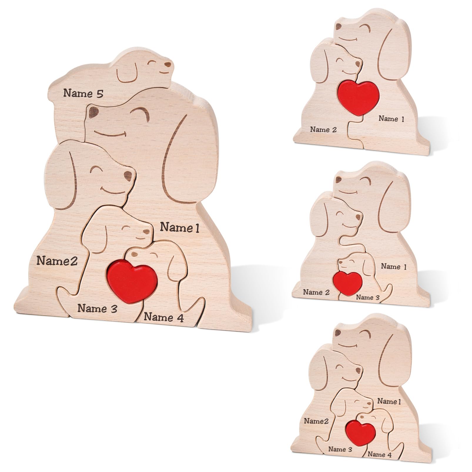 Personalized Family Name Puzzle with 2-8 Names Custom Wooden Bear Puzzle with Names Customized Wooden Puzzle Gifts for Christmas (Bear)