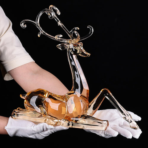 18" Tall Acrylic Christmas Reindeer Figurine - Elegant Clear Large Reindeer Ornaments for Christmas Indoor Decor, Holiday Centerpiece, Living Room, Fireplace, Table Display (Gold Standing Reindeer)