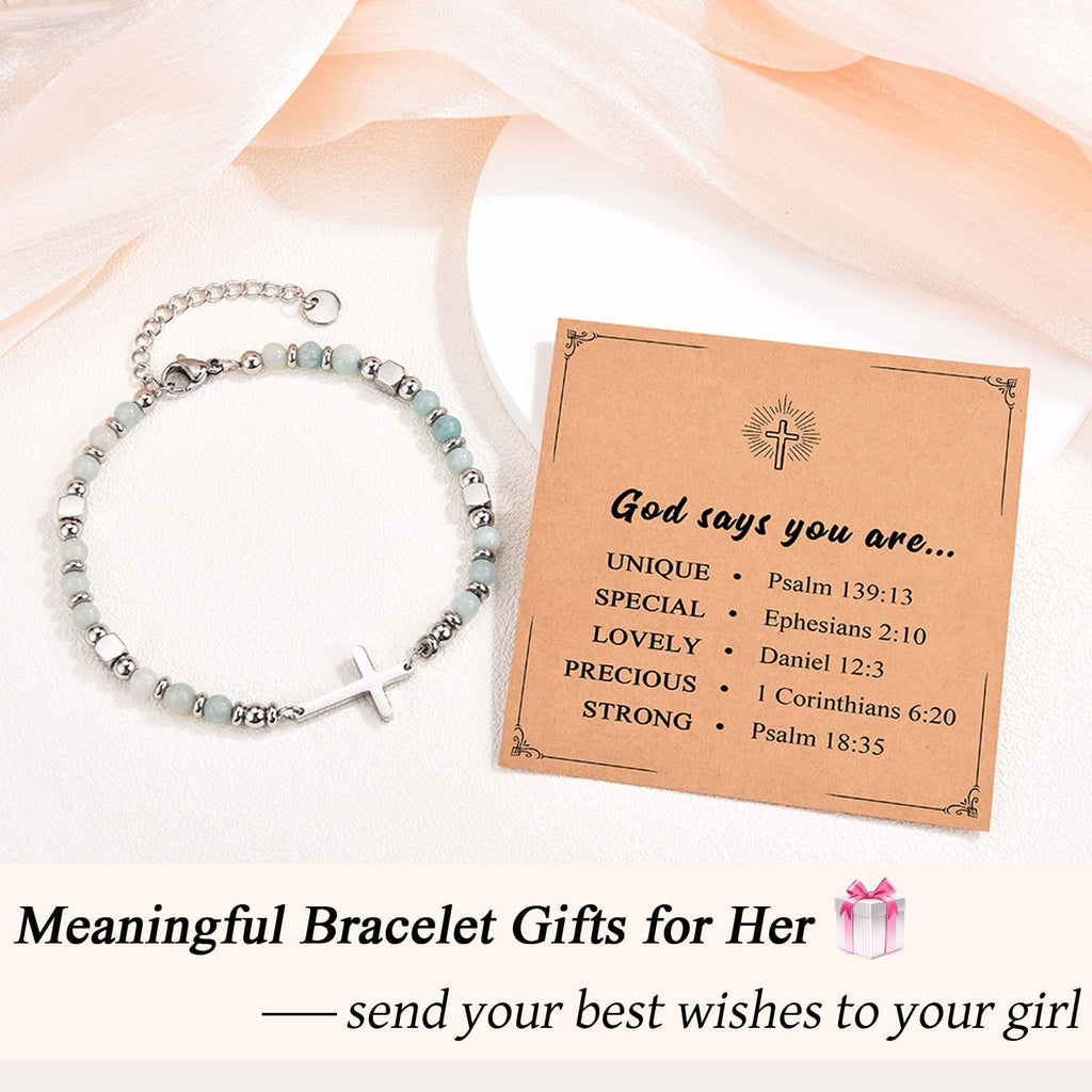 Religious Cross Bracelet for Women Girls, Christian Gifts for Daughter Granddaughter Sister in Christ Friend Niece on Birthday Christmas Easter Valentines Day Graduation