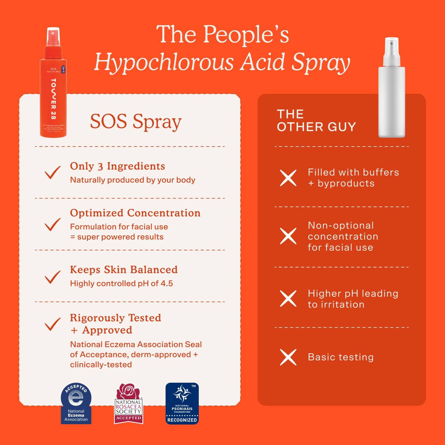 Tower 28 SOS Daily Rescue Facial Spray - Hypochlorous Acid Spray to Help Reduce Redness, Calm Irritation + Alleviate Flare-Ups - Purifying Travel Size Face Toner - Everyday Skin Care Essential (1 oz)