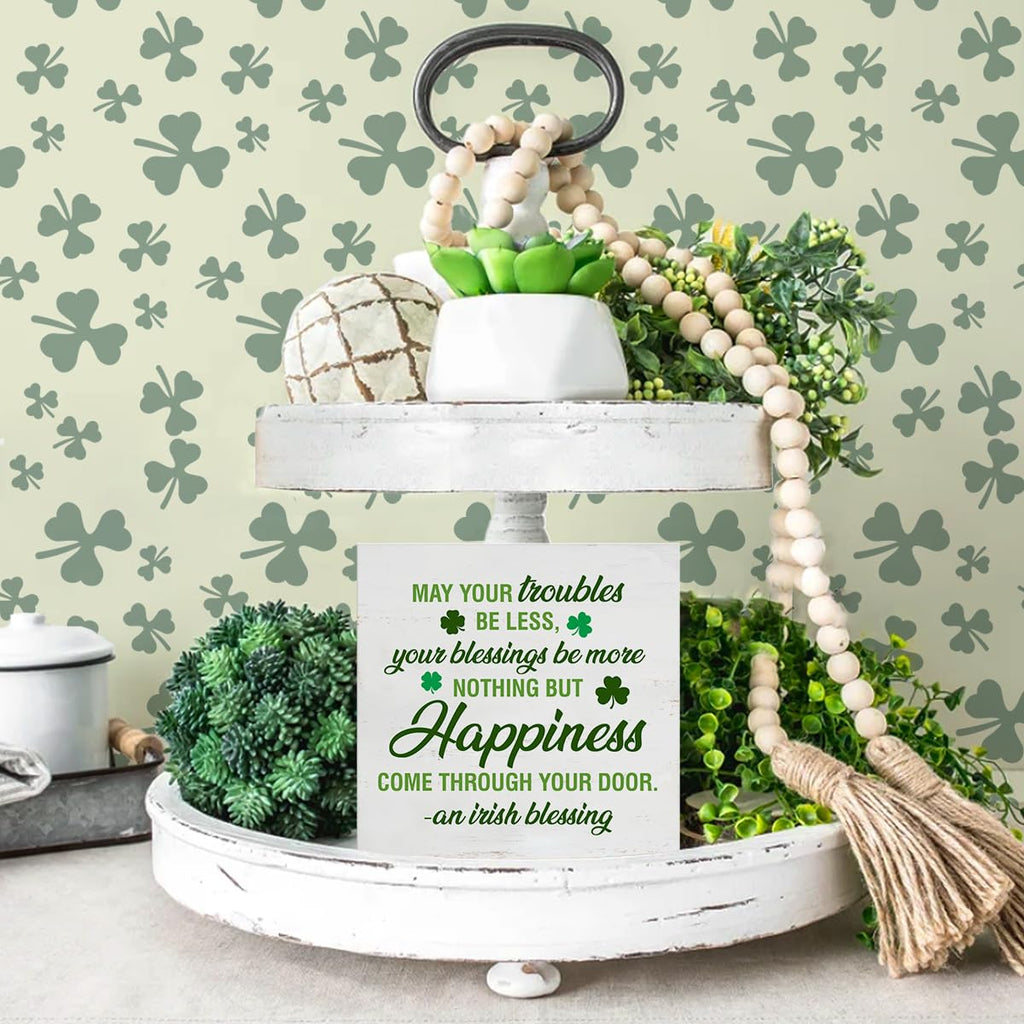 Dumyum St. Patrick's Day Decorative Sign, Wooden, 5 Inches x 5 Inches, Green, Rustic, Tabletop or Wall Mount