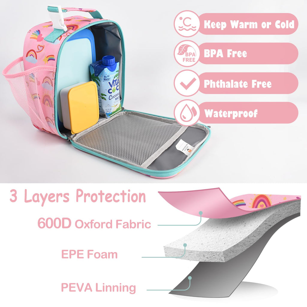 CaCTOUR Lunch Box Kids,Premium Insulated Lunchbox for Girls Boys,Soft Mini Cooler Bag Back to School Thermal Reusable Lunch Bag for Work School Picnic (Blue)