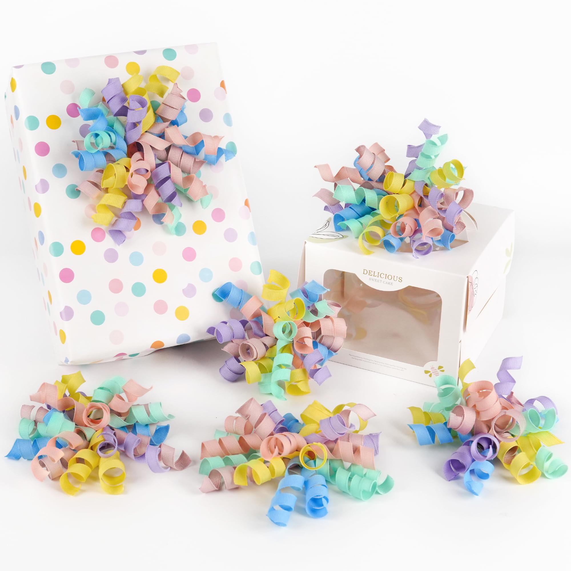 HUIHUANG Green Curly Gift Bows Self Adhesive Sage Green Burst Gift Bow for Gift Wrapping, Birthday, Wedding Baby Shower Party Favors, Wine Bottle, Treat Bags- 6 Counts