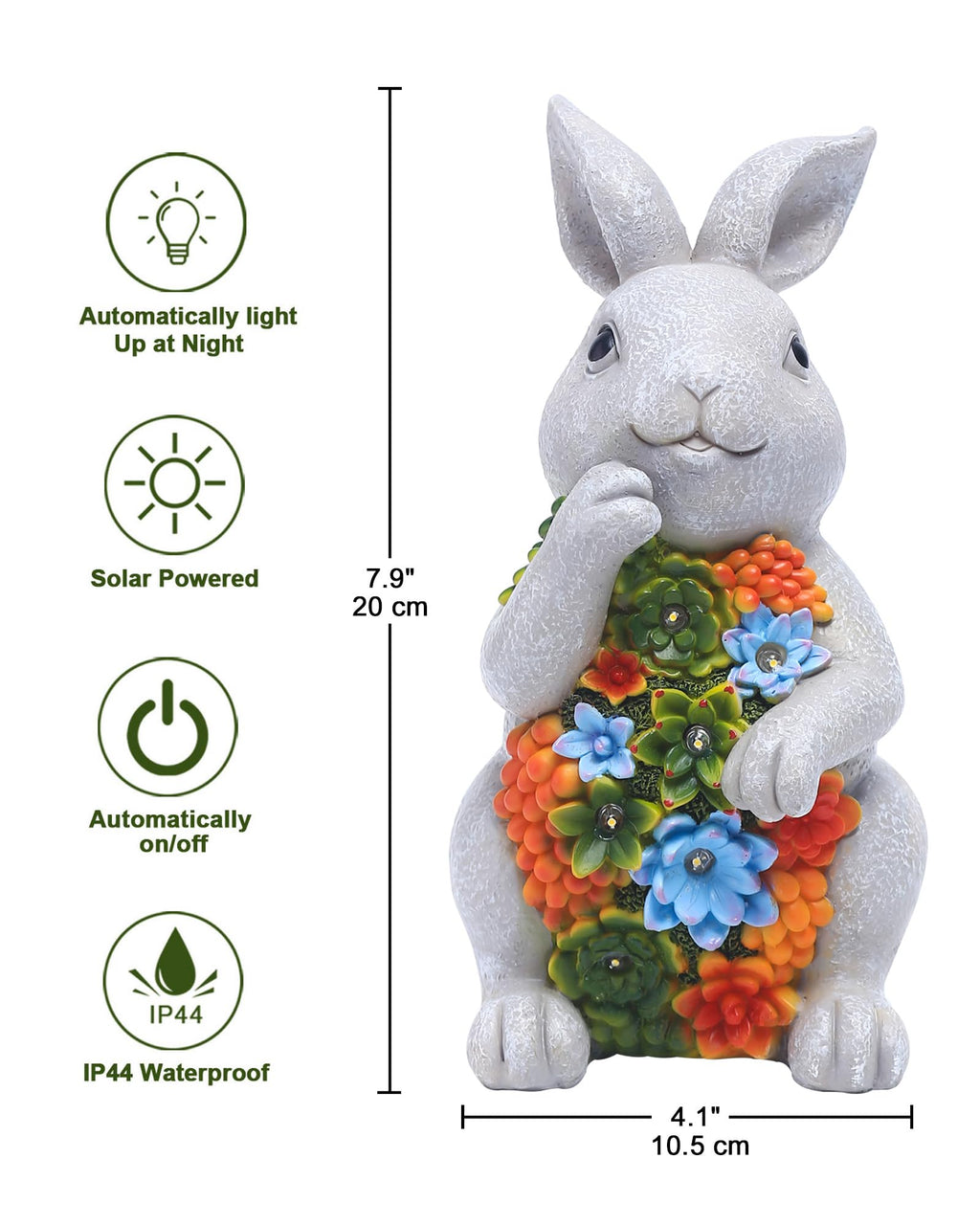 Nacome Solar Garden Outdoor Statues Turtle with Succulent and 7 LED Lights - Lawn Decor Statue for Patio, Balcony, Yard Ornament - Gifts for Mom Grandma Women