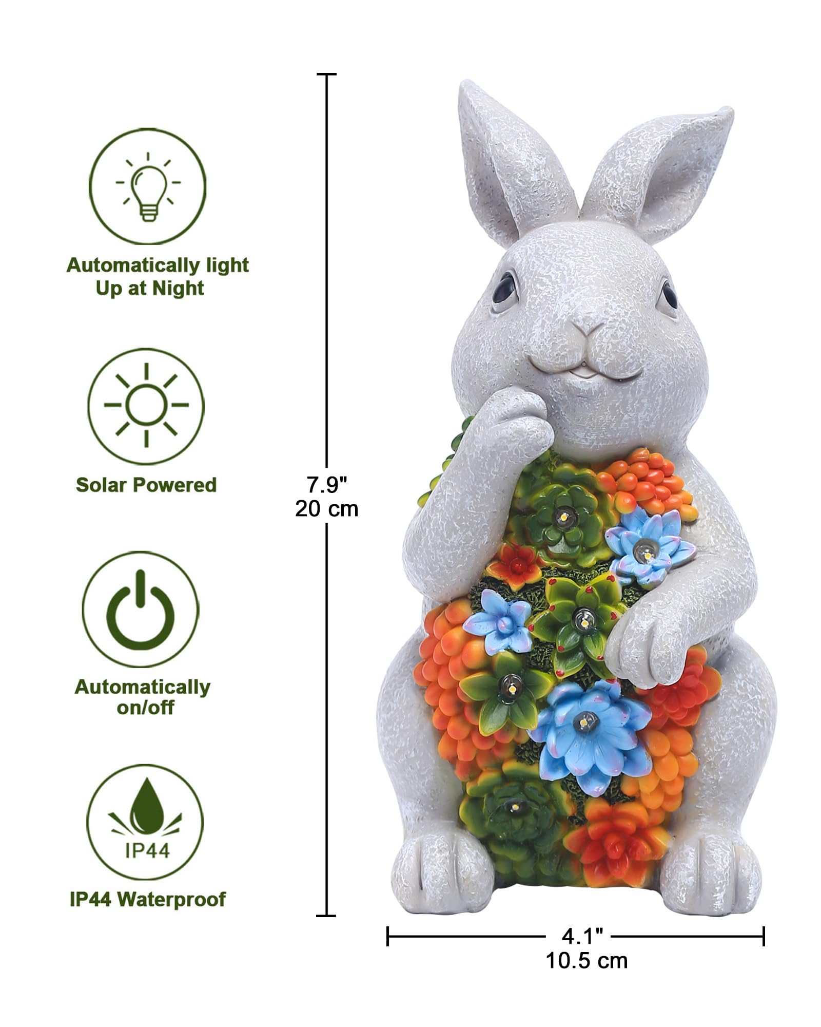 Nacome Solar Garden Outdoor Statues Turtle with Succulent and 7 LED Lights - Lawn Decor Statue for Patio, Balcony, Yard Ornament - Gifts for Mom Grandma Women