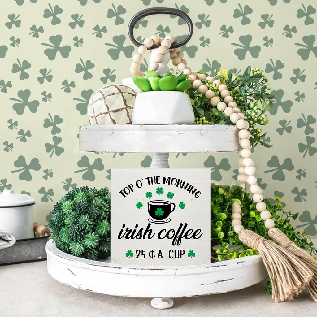 Dumyum St. Patrick's Day Decorative Sign, Wooden, 5 Inches x 5 Inches, Green, Rustic, Tabletop or Wall Mount