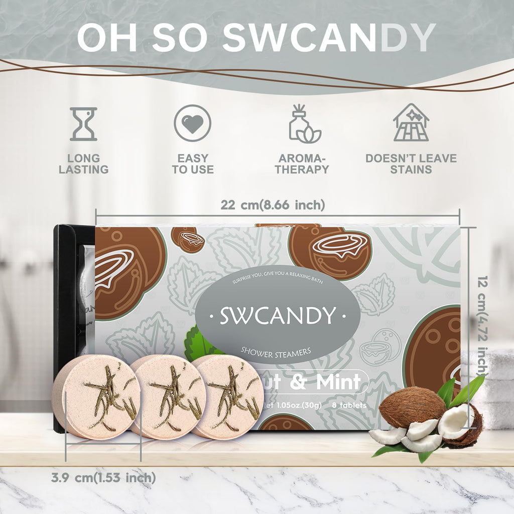 Shower Steamers Aromatherapy Birthday Gifts for Women - SWCANDY 8 Pcs Travel Essentials, Hotel Shower Spa Holidays Mom Wife Grandma Sister Her Self Care Relaxation with Natural Essential Oils Home
