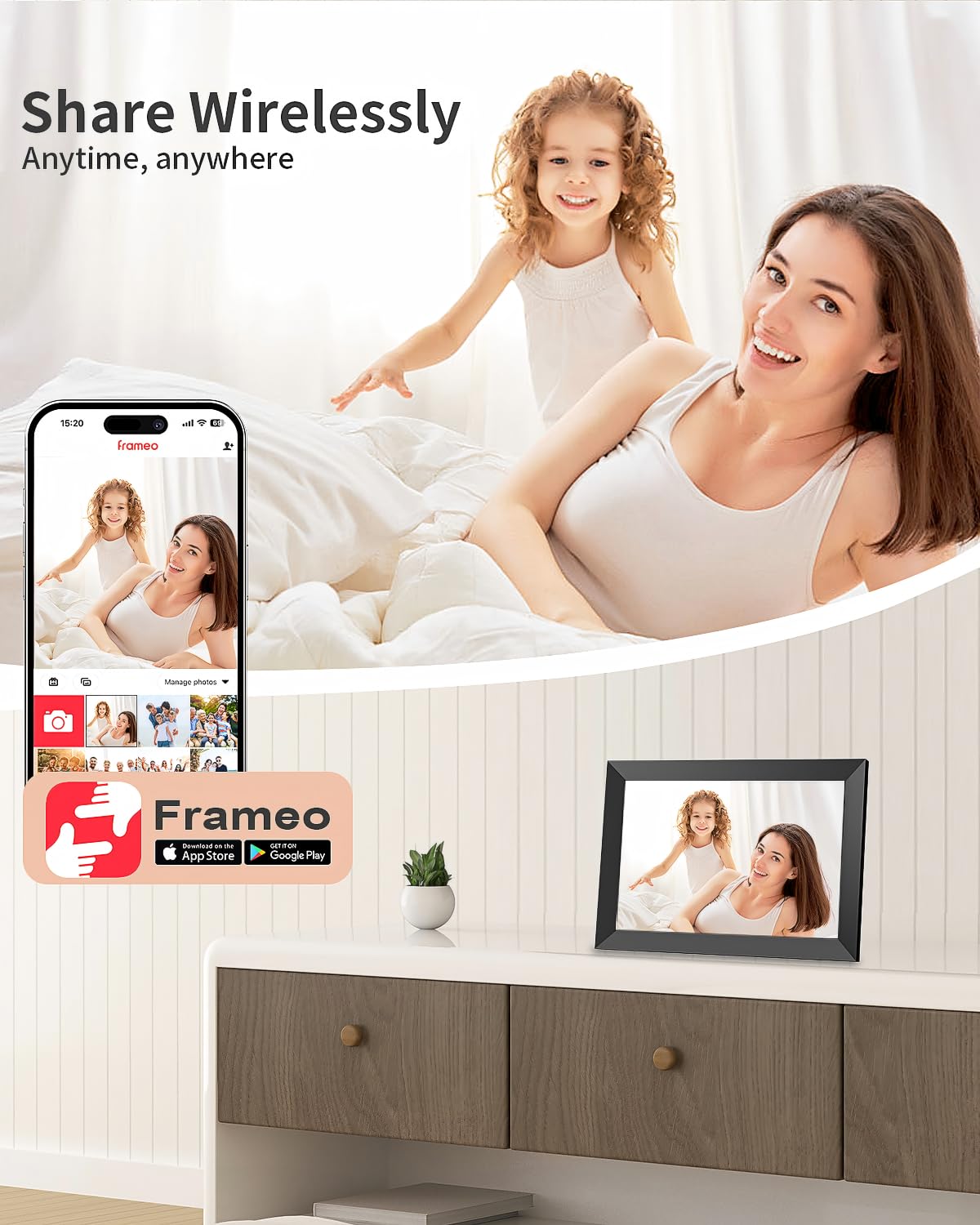 Frameo Digital Picture Frame, 10.1 Inch Smart WiFi Photo Frame with 1280x800 HD IPS Touch Screen, Auto-Rotate, Wall Mountable, Share Photos/Videos Instantly via App from Anywhere