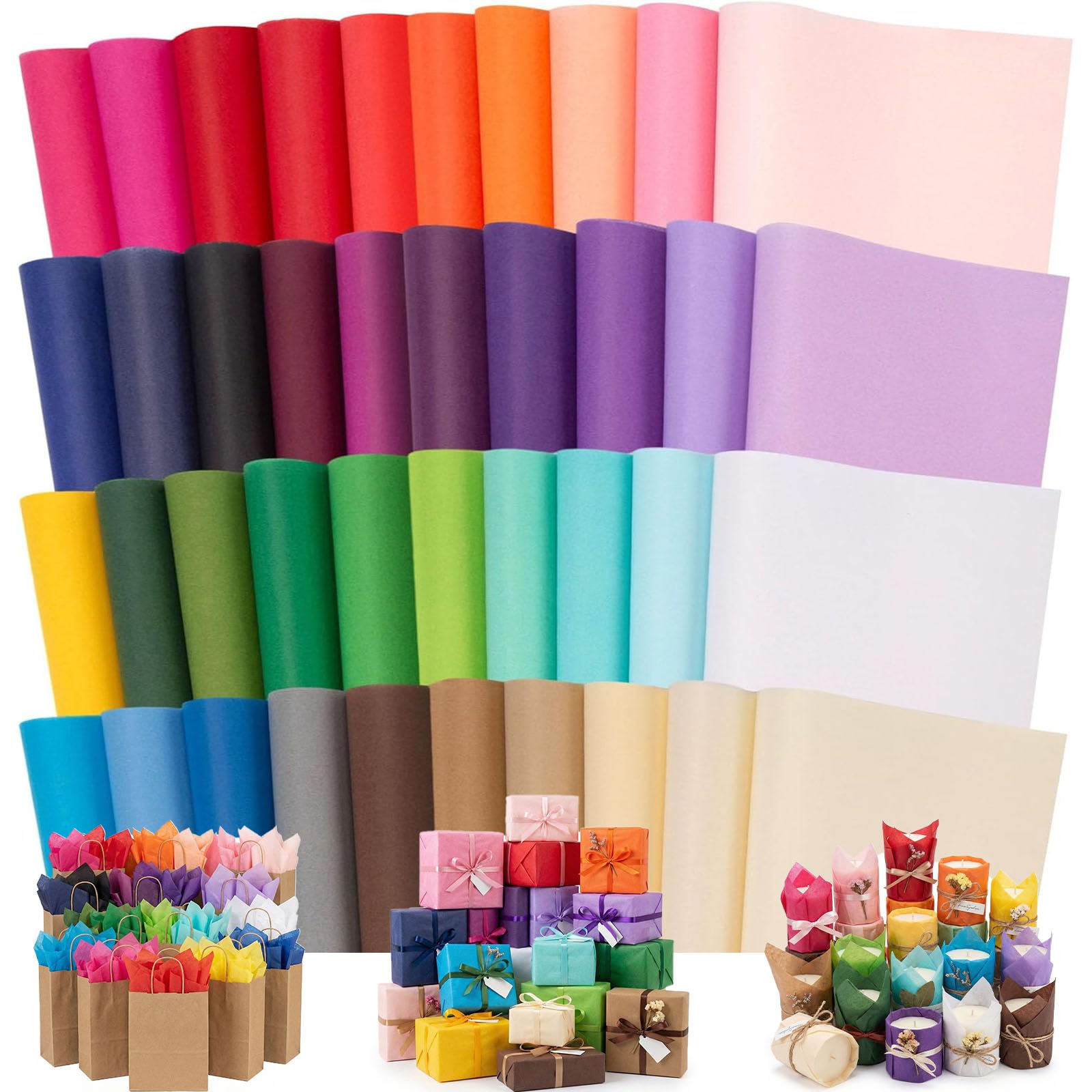 Shindel 330 Sheets Tissue Paper Bulk, 14x10 Inch Colored Wrapping Tissue Paper for Gift Bags DIY Crafts Birthday Wedding Holidays Decor 20 Colors