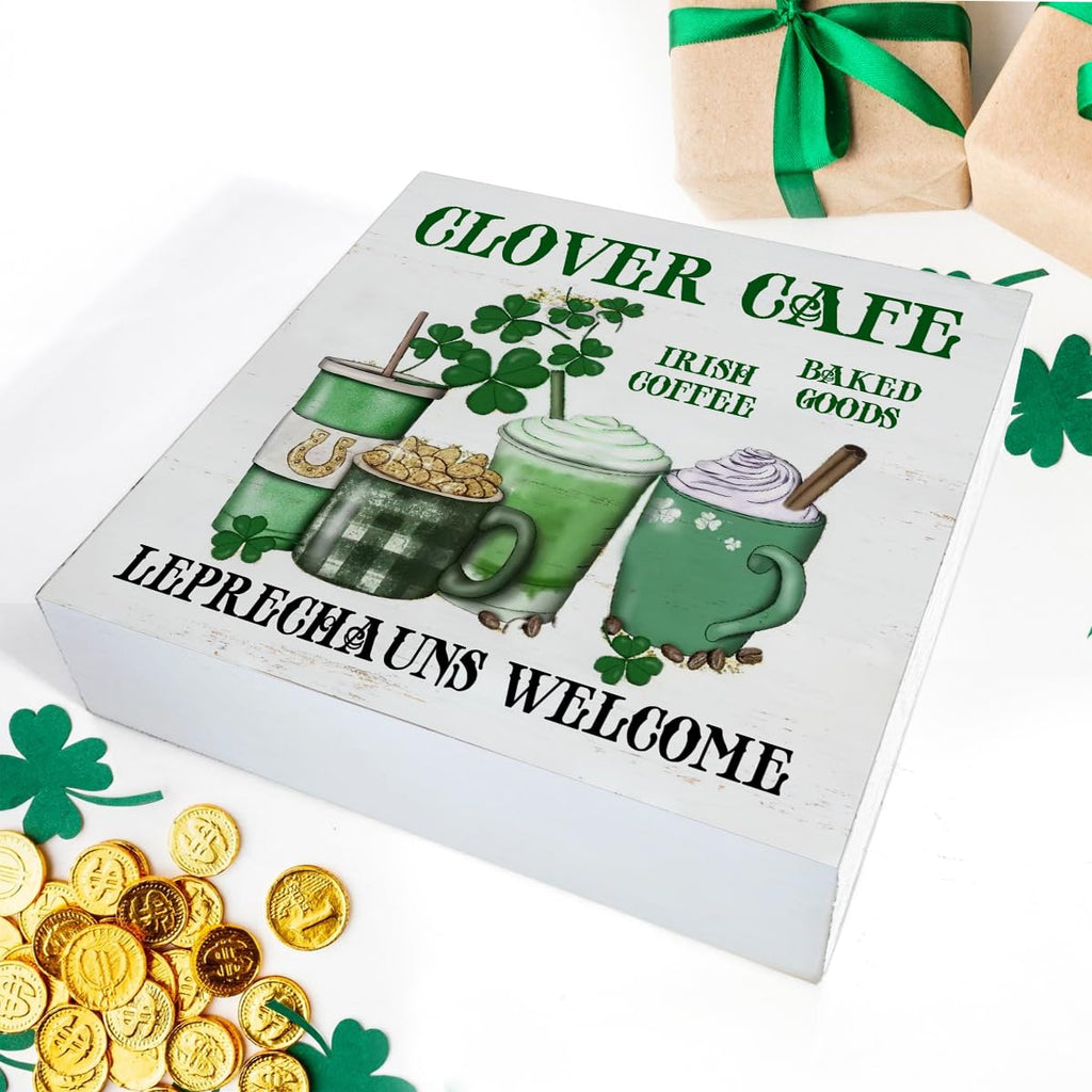 Dumyum St. Patrick's Day Decorative Sign, Wooden, 5 Inches x 5 Inches, Green, Rustic, Tabletop or Wall Mount