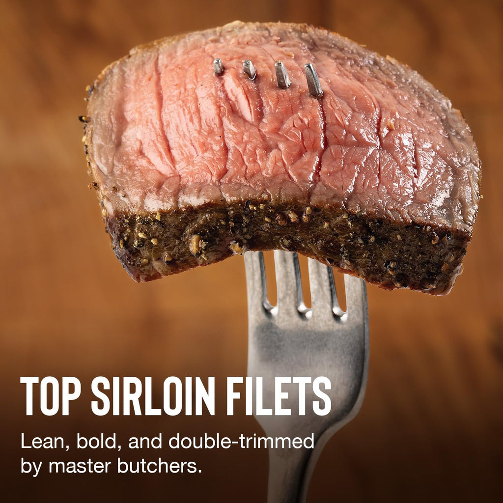 Omaha Steaks Freezer Filler, Gift-Ready or Stock Up, 25 items, 20 entrees - 4 Butcher's Cut Top Sirloins, 4 Air-Chilled Boneless Chicken Breasts, 8 Omaha Steaks Burgers, 4 Gourmet Jumbo Franks, 4 Caramel Apple Tartlets, 1 jar Omaha Steaks Seasoning