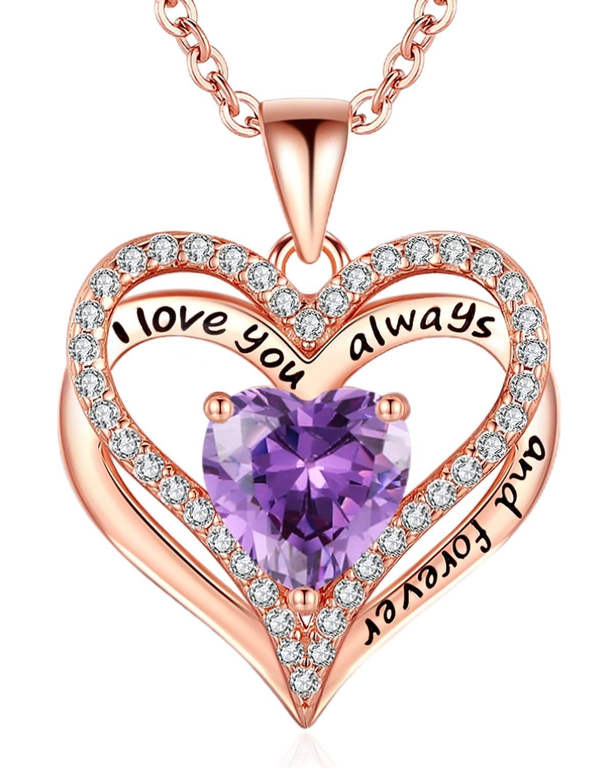 S925 Sterling Silver Necklace for Women, Wife Jewelry Rose Gold, Mom Birthday Valentines Mothers Day Gifts, Girlfriend Necklaces, Daughter Heart Jewel, Anniversary for Her