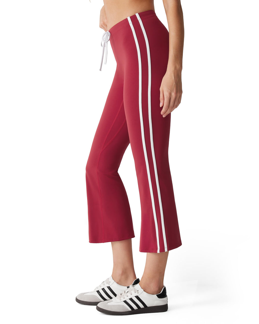 MOOSLOVER Women Flare Capri Yoga Pants High Waisted Side Stripe Drawstring Bootcut Flared Cropped Leggings