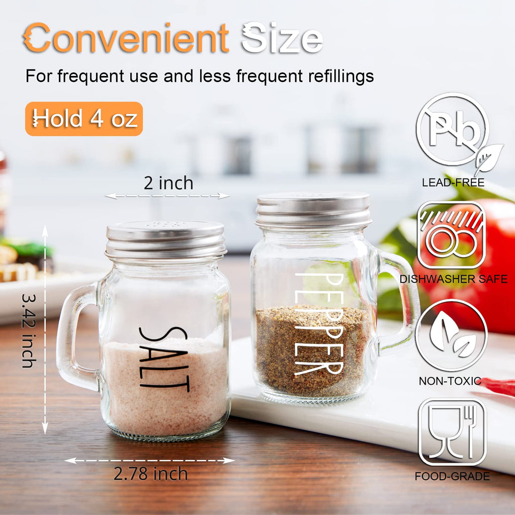 Red Salt and Pepper Shakers Set, ZOSUJO 4 oz Cute Modern Glass Christmas Red Shaker Sets with Stainless Steel Lids, Red Kitchen Decor and Accessories for Home Restaurants Weddings