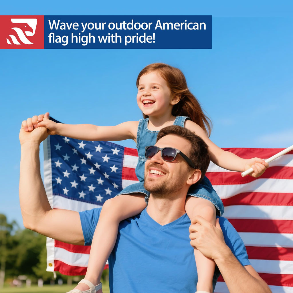 American Flag Durable Nylon 3x5 Ft Outdoor Heavy Duty,100% Nylon fabric made in the USA ,Longest Lasting Non Fading American Flags for Outside 3x5,Waterproof Embroidered American Flag, All Weather US Flags Use Outdoor High Wind,Tear Proof America Flag Sew