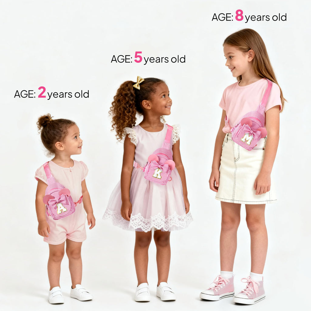 Birthday Gifts for Girls Kids, Personalized Small Initial Pink Sling Bag for Kid Girls | Small Initial Monogram Fanny Packs Crossbody Bag Purse for Girl Kid Year Old Birthday Gifts (Pink A)