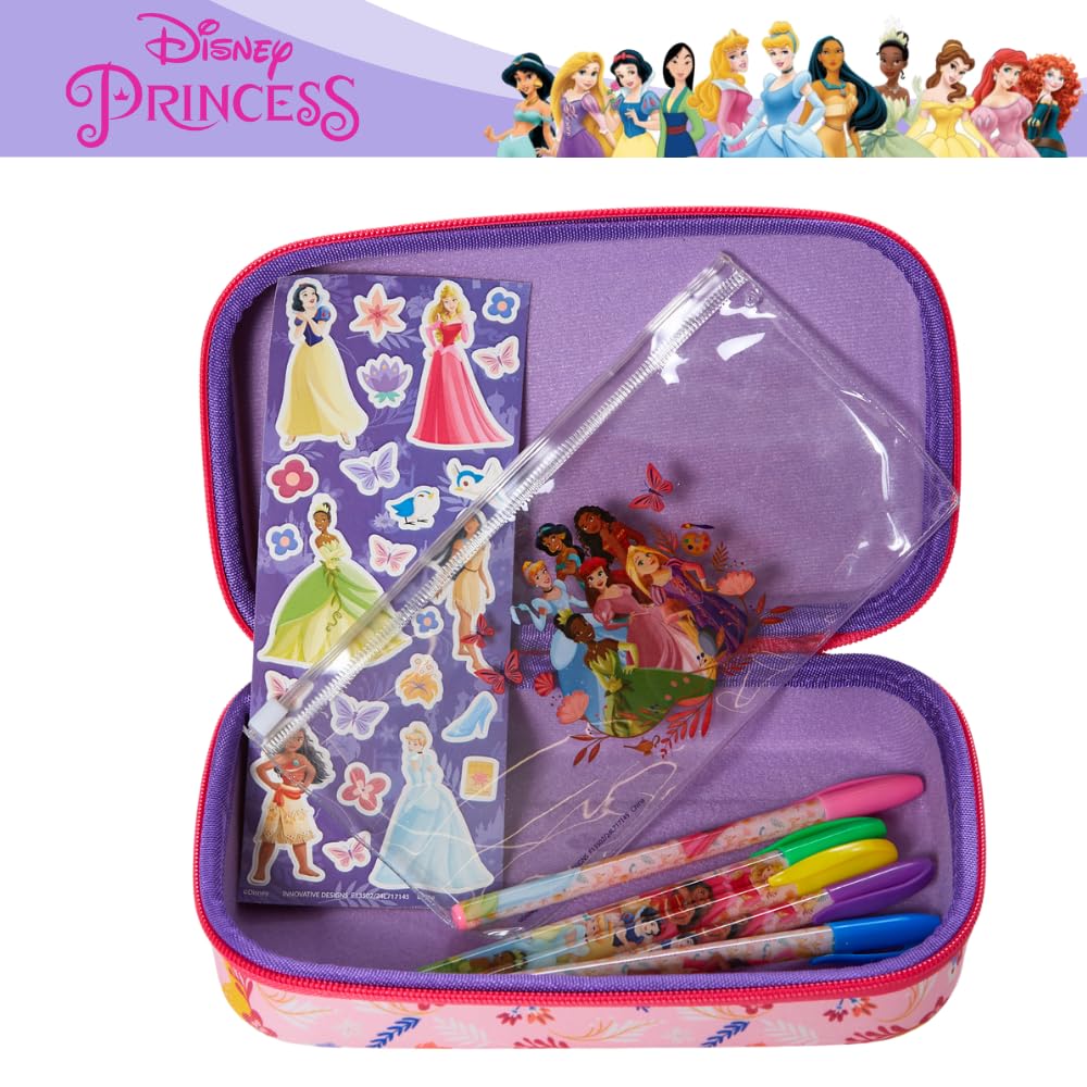 Innovative Designs Barbie Pencil Case Set with Stickers and Gel Pens for Kids, Molded with Zip Closure, Pink
