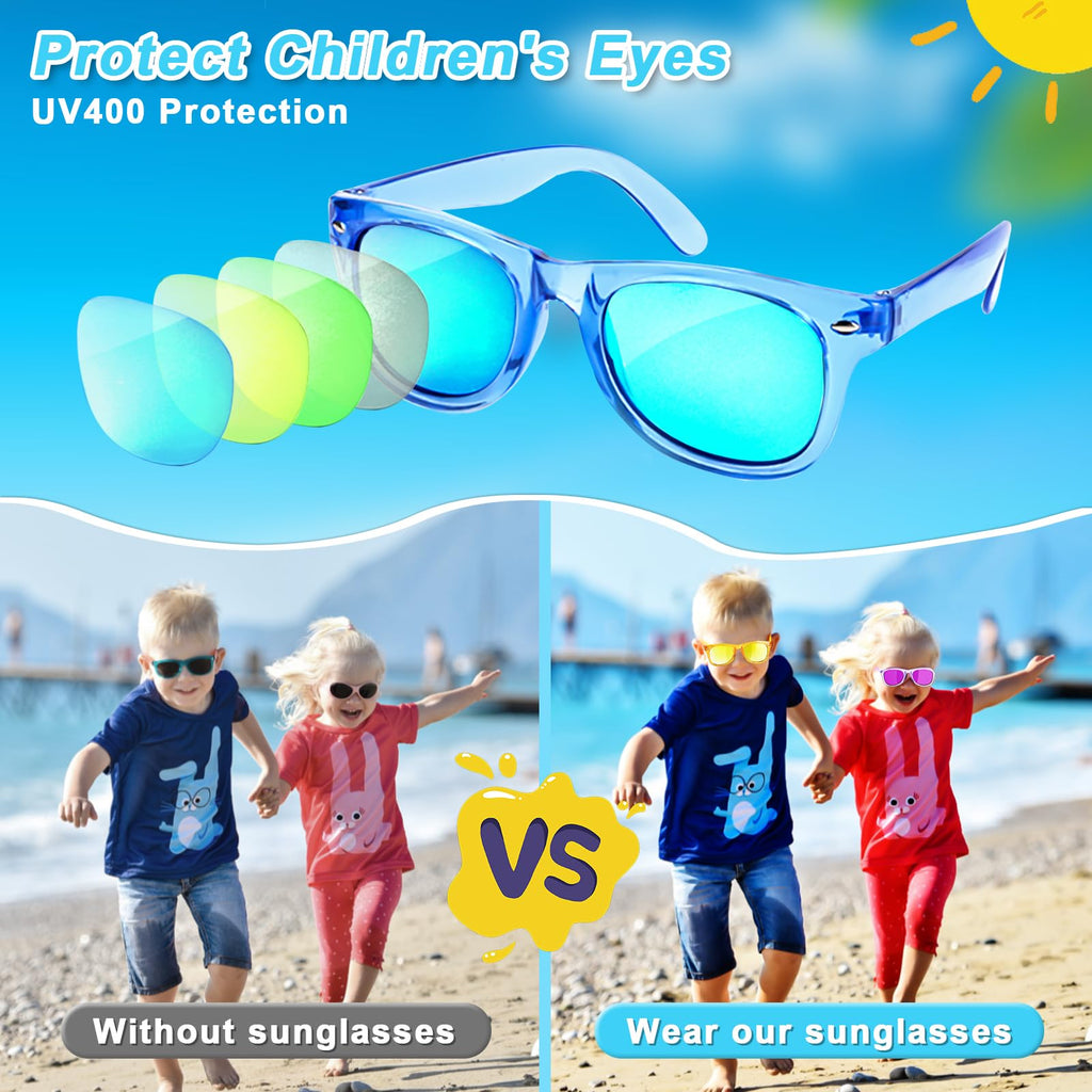 AILEHO Kids Sunglasses Bulk Party Favors - 24 Packs Boys Girls Sunglasses for Kids Age 3-8 with UV 400 Protection, Neon Sunglasses for Kids Party
