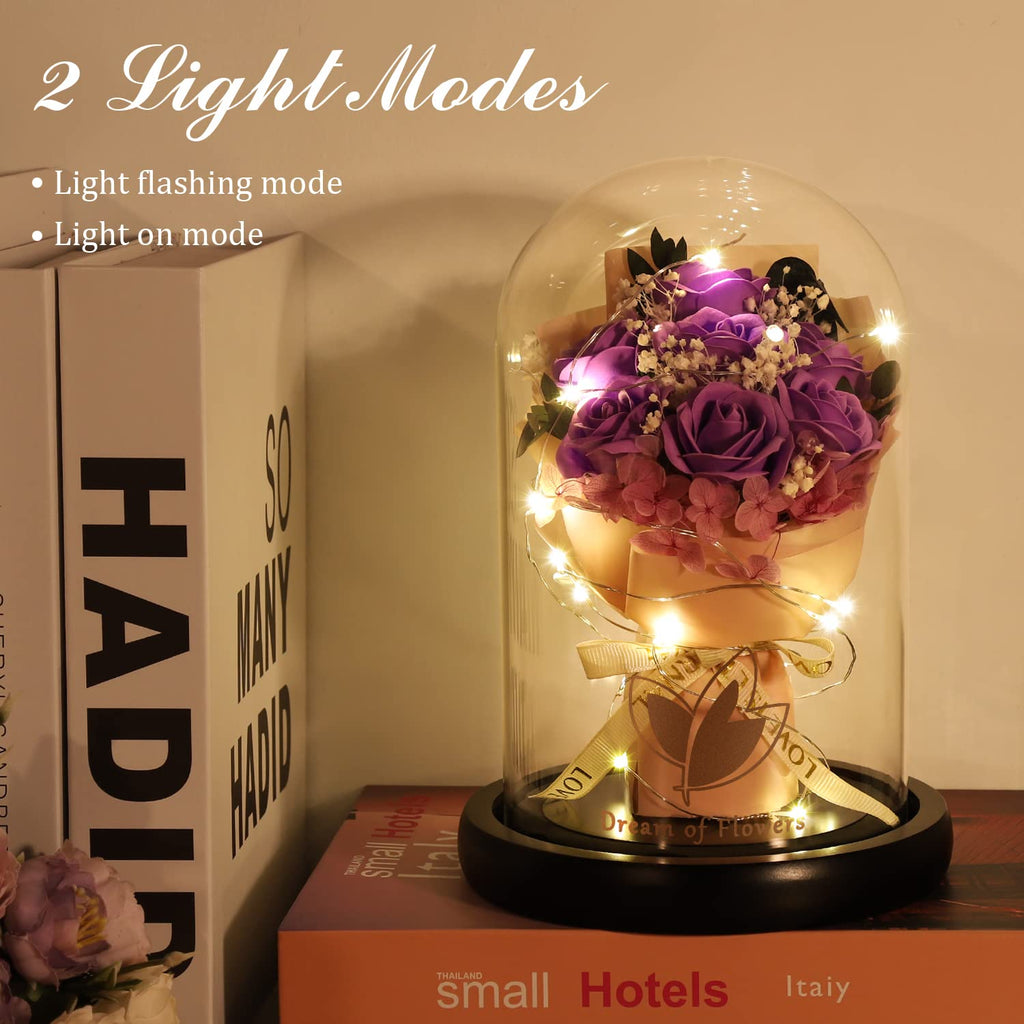 Beauty and The Beast Rose for Mom, Birthday Gifts for Women, Light Up Roses, Glass Dome Rose with LED Lights, Red Roses, Women's Gift for Mom Wife Grandmother