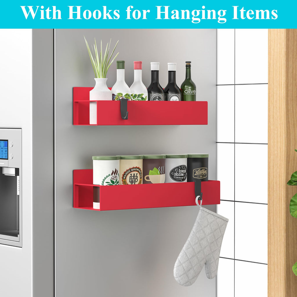 HuggieGems Metal 4 Pack Magnetic Spice Storage Rack Organizer for Refrigerator and Oven, Black Fridge Organizers and Storage, Metal