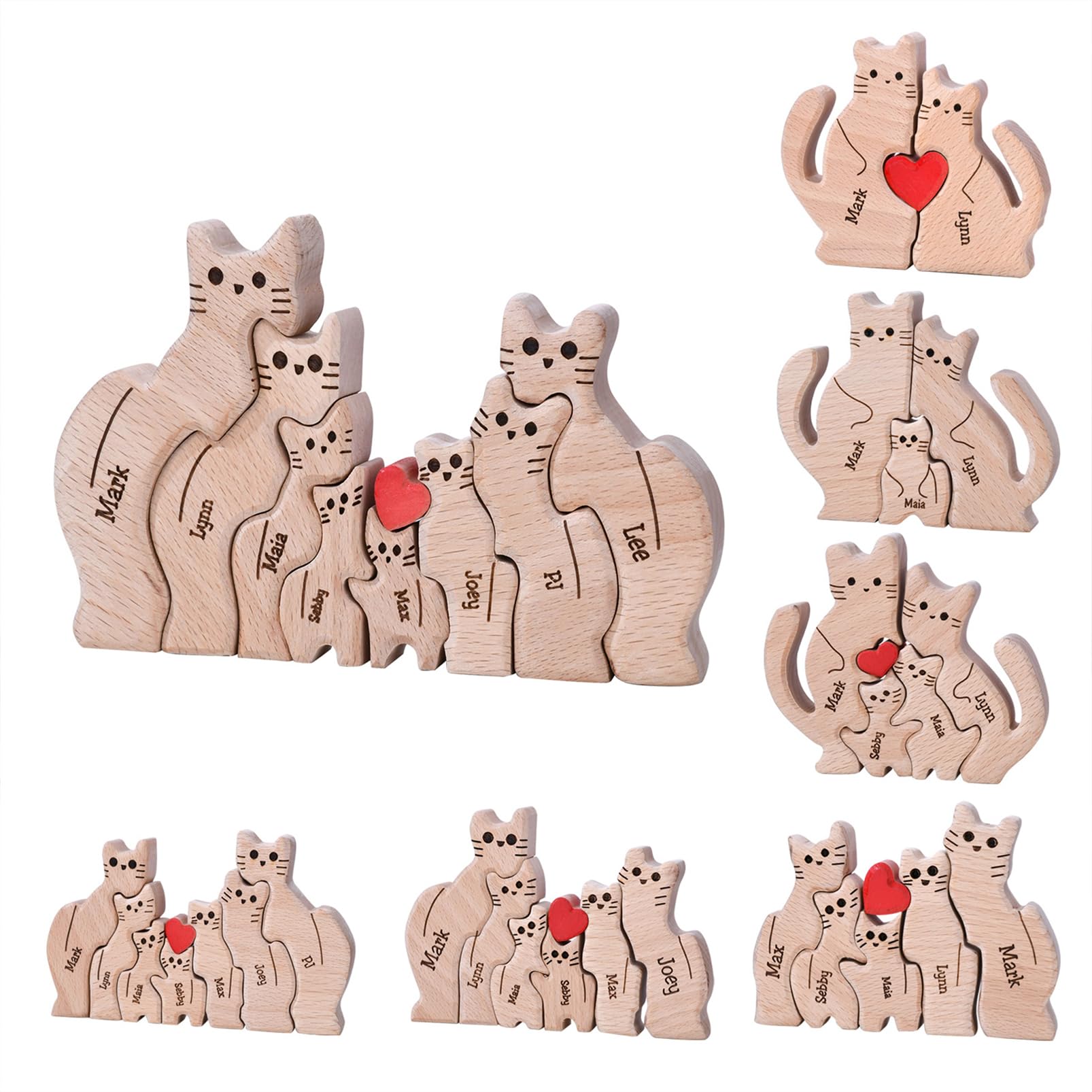Personalized Family Name Puzzle with 2-8 Names Custom Wooden Bear Puzzle with Names Customized Wooden Puzzle Gifts for Christmas (Bear)