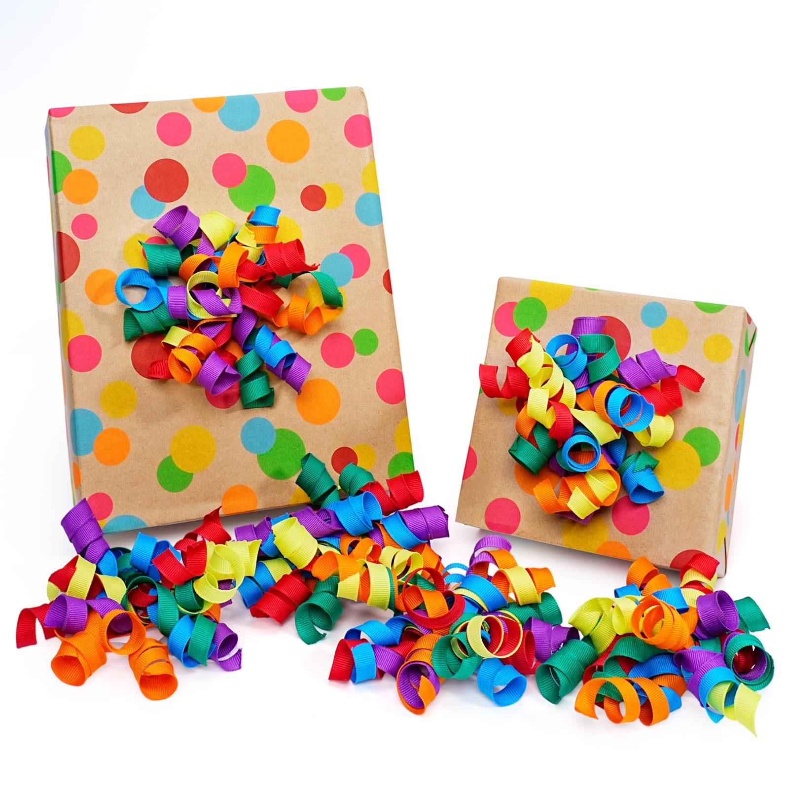 LaRibbon Rainbow Bows - Curly Ribbon Gift Bows, Self Adhesive for Birthday Party, Holiday Party Favors, Gift Wrapping - 6 Counts