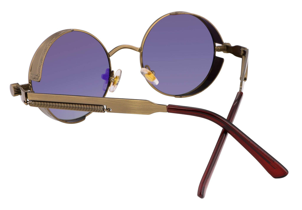 FEISEDY Retro Gothic Steampunk Sunglasses Round Metal Frame Punk Circle Inspired Shade Men B1857