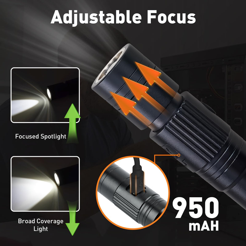 Telescoping Magnetic Pickup Tool Set with 1 & 15 lb Pick Up Sticks, Round and Square Adjustable Inspection Mirror and Flexible LED Flashlight, Fathers Day Dad Gifts for Men, Dad, Husband