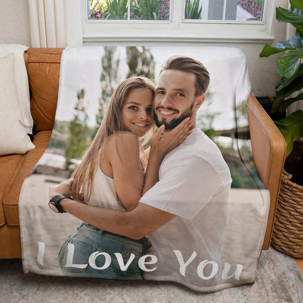 inkArts Custom Blanket Throws with Photos Text Personalized with Picture Customizable, Customize for Mom, Dad, Couple, Girlfriend, Boyfriend, Husband & Wife
