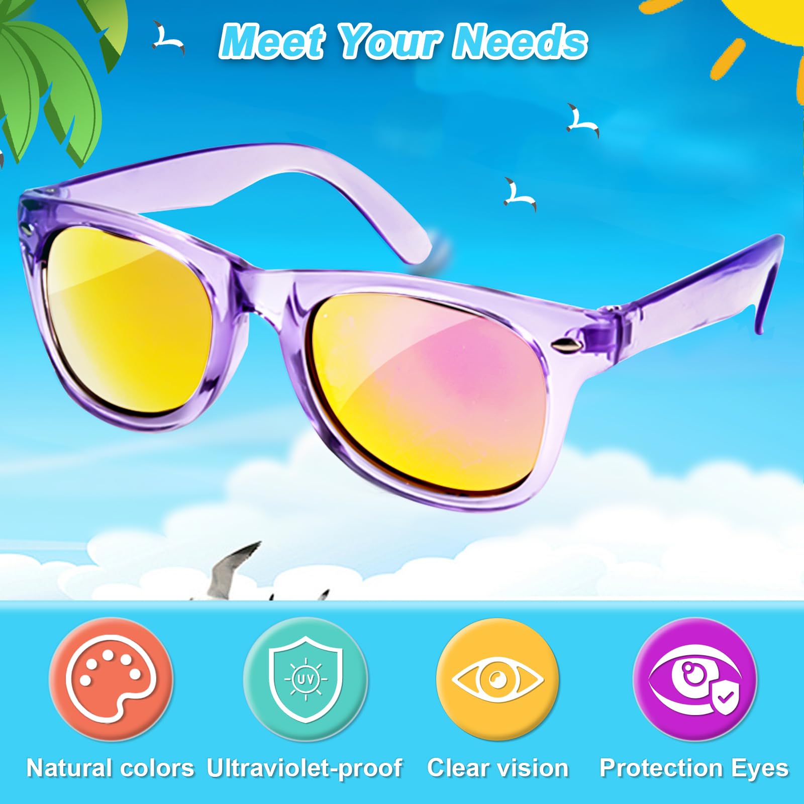 AILEHO Kids Sunglasses Bulk Party Favors - 24 Packs Boys Girls Sunglasses for Kids Age 3-8 with UV 400 Protection, Neon Sunglasses for Kids Party