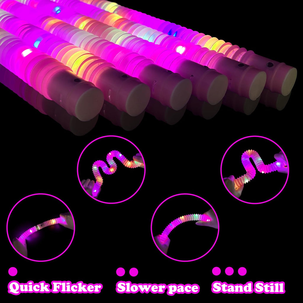 Kannove 12-24 PCS Green Glow Sticks Party Favors Supplies for Kids,4th of July LED Light up Pop Tubes for Toddlers,Neon Necklaces Bracelets Accessories,Glow Birthday Dance Camping Party Decorations