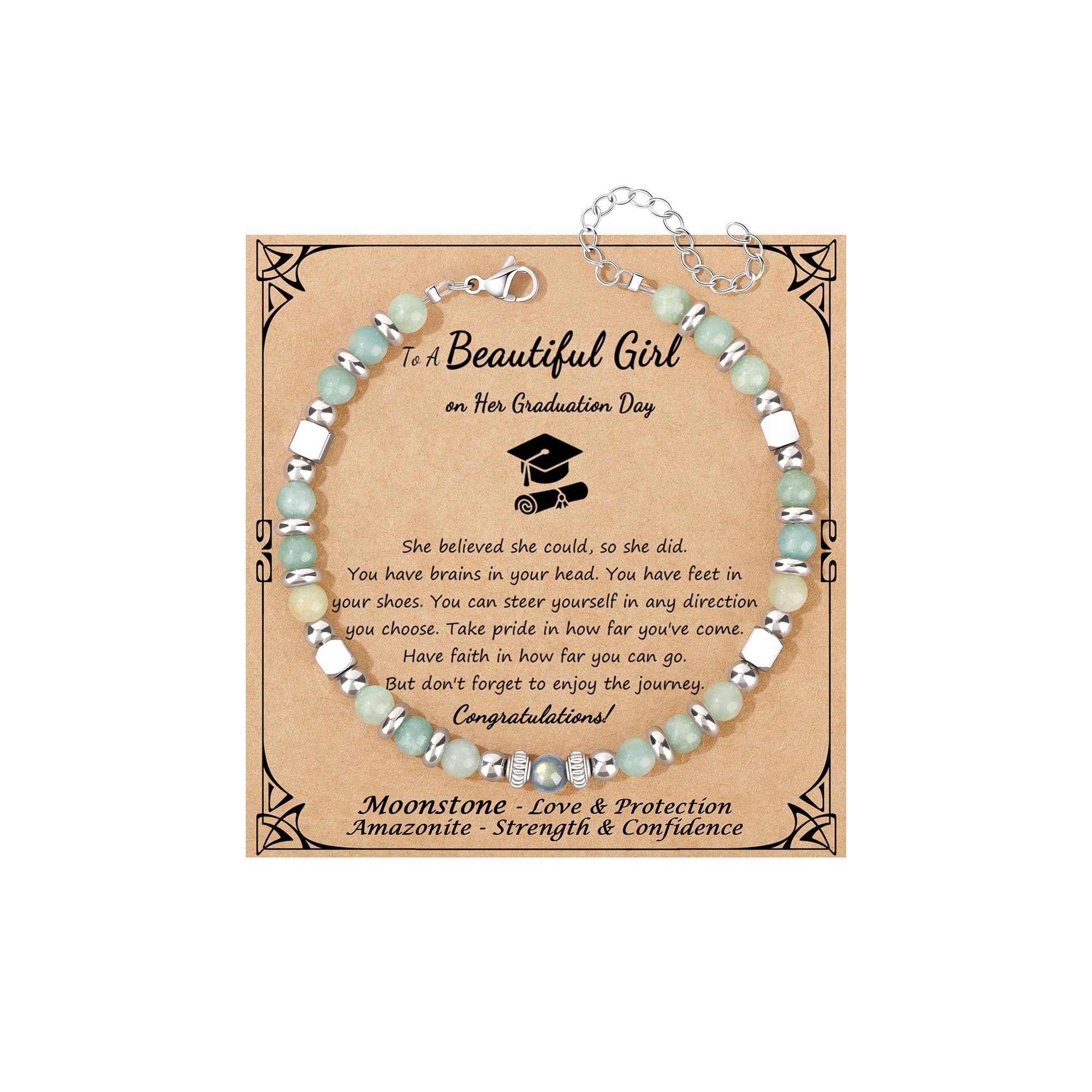 JoycuFF 𝗚𝗶𝗳𝘁𝘀 𝗳𝗼𝗿 𝗪𝗼𝗺𝗲𝗻 𝗠𝗼𝗼𝗻𝘀𝘁𝗼𝗻𝗲 𝗕𝗿𝗮𝗰𝗲𝗹𝗲𝘁 Amazonite Colorful Imperial Jasper Stainless Steel Beads Bracelets, Graduation Christmas Valentines Mothers Day Birthday Gifts