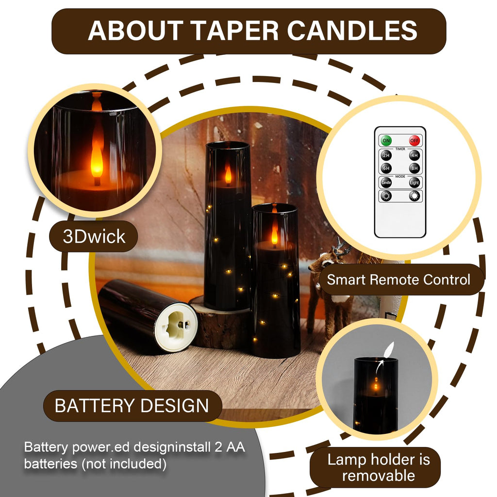 kakoya Flameless LED Candles with Timer 5 Pc Flickering Flameless Candles for Romantic Ambiance and Home Decoration Stable Acrylic Shell,with Embedded Star String，Battery Operated Candles（Red）