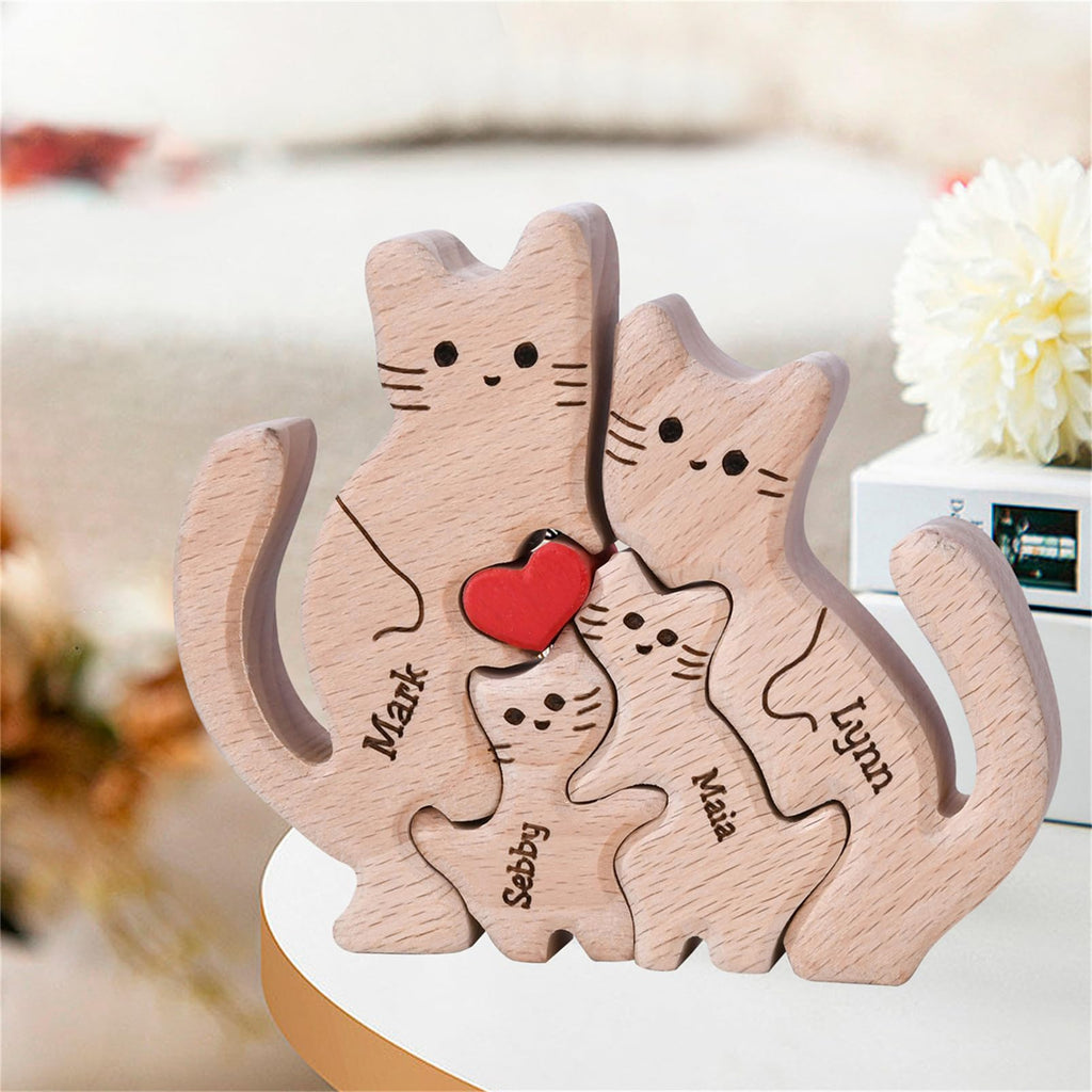 Personalized Family Name Puzzle with 2-8 Names Custom Wooden Bear Puzzle with Names Customized Wooden Puzzle Gifts for Christmas (Bear)