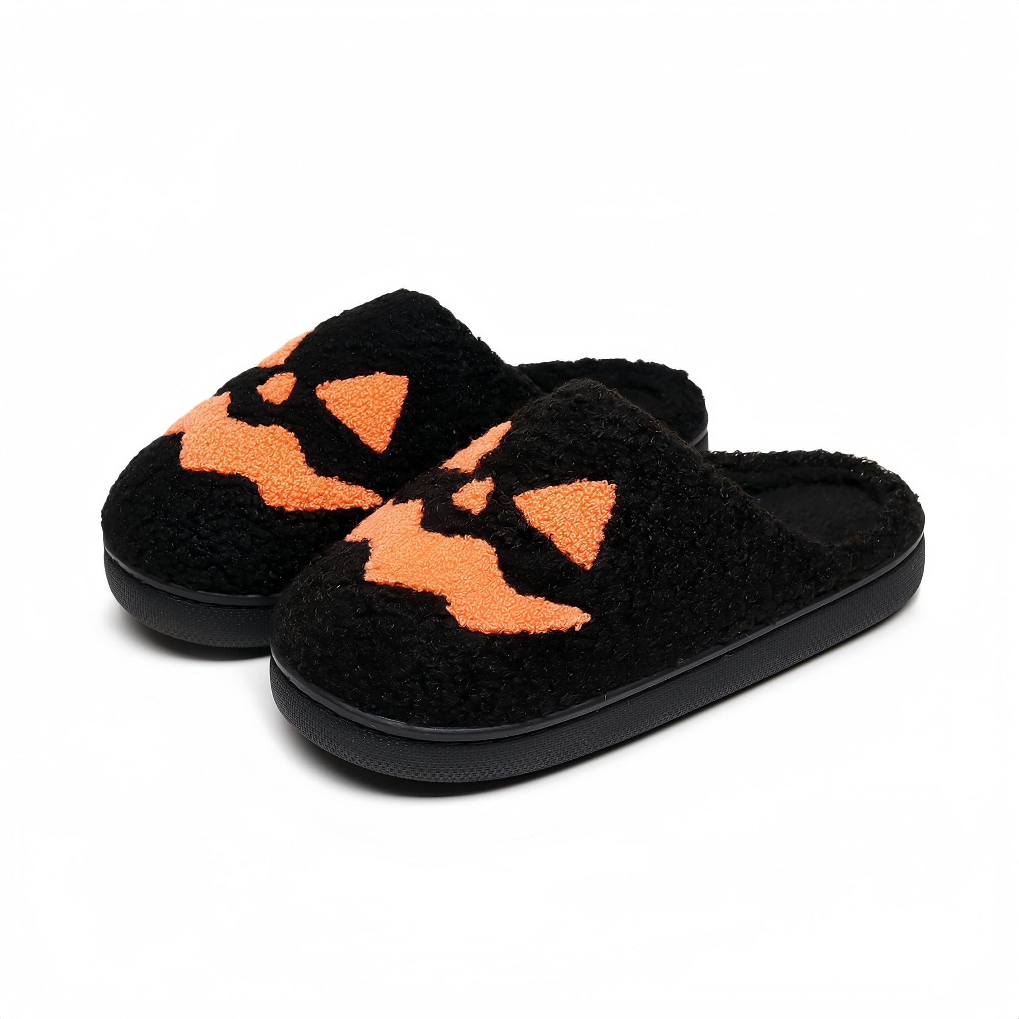 Halloween Slippers for Women Retro Soft Cozy Comfy Plush Lightweight Slip-on Indoor Outdoor Anti-Skid Sole Christmas House Shoes