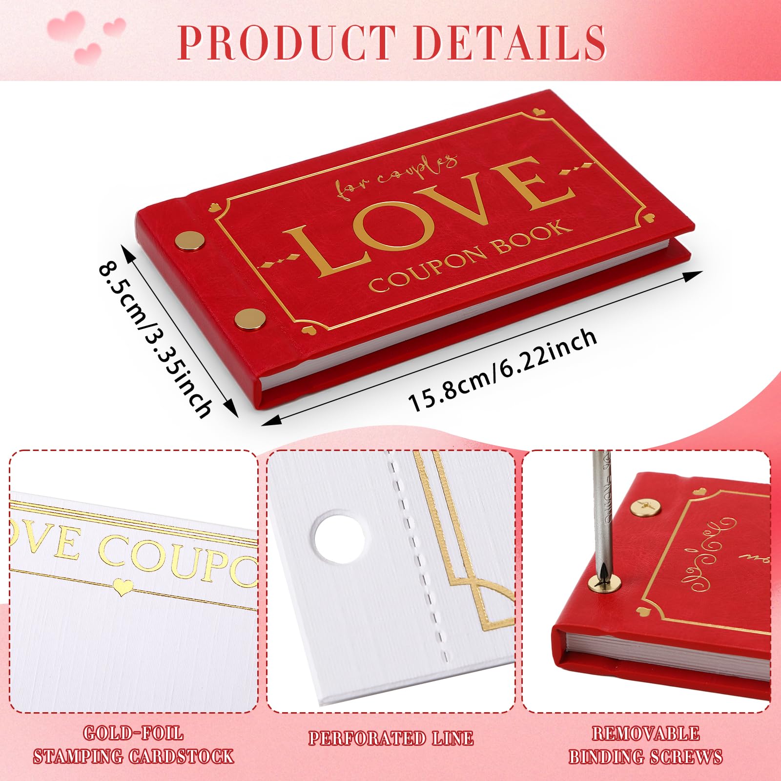 Love Coupons for Him – 30 Blank Personalized Coupons | Romantic Valentines Gifts for Him, Thoughtful Valentines Day Gifts for Husband, Cute Vday Gift for Boyfriend (Ruby Red)