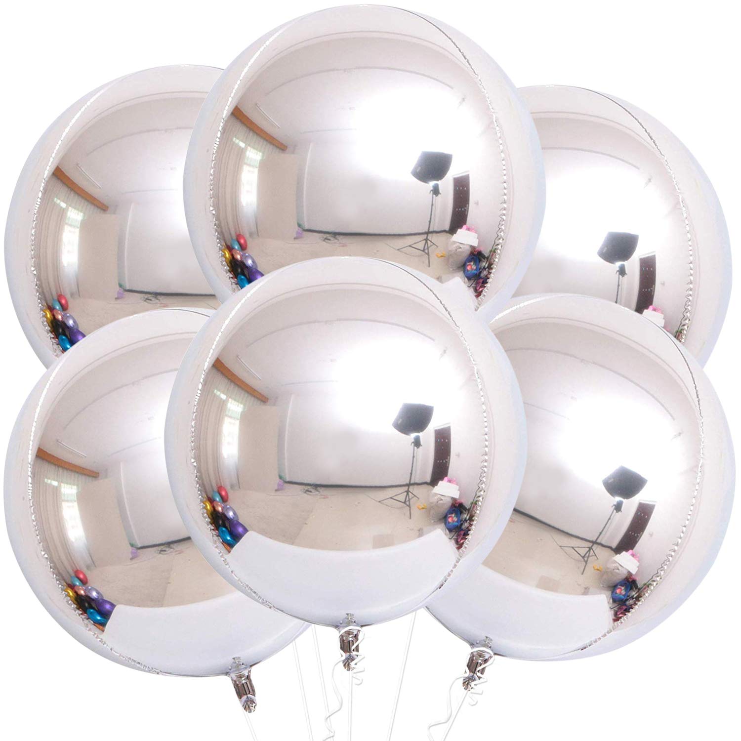 KatchOn, Big Silver Disco Ball Balloons - 22 Inch, Pack of 6 | Disco Party Decorations, 4D Sphere Disco Balloons for 70s Theme Party Decor, Bachelorette Party Decorations | Graduation Decorations 2026
