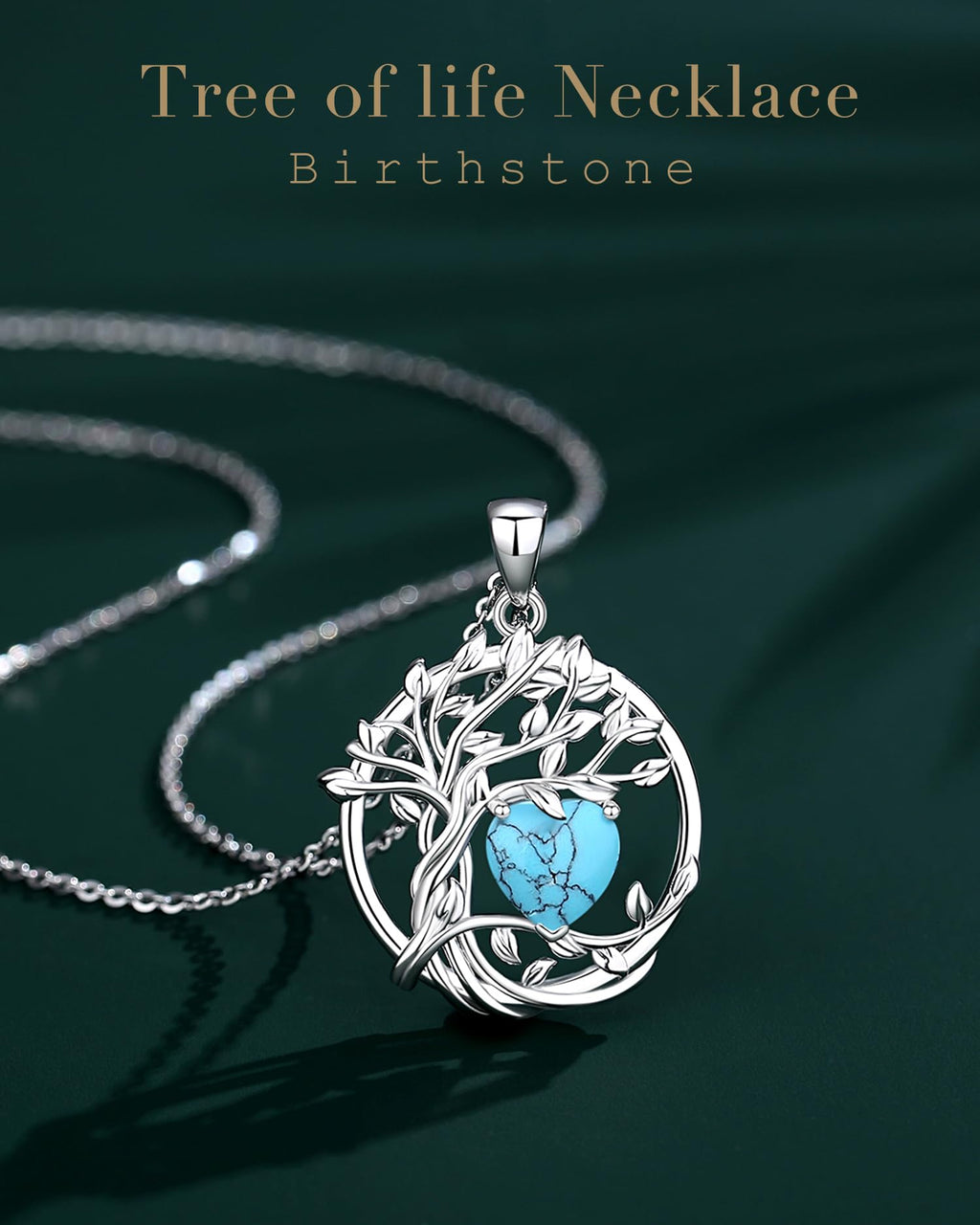 FANCIME Tree of life Birthstone necklace Sterling Silver Pendant Birthstone Necklace Gemstone Anniversary Birthday Jewelry Mothers Day Gifts for Mom Her Wife