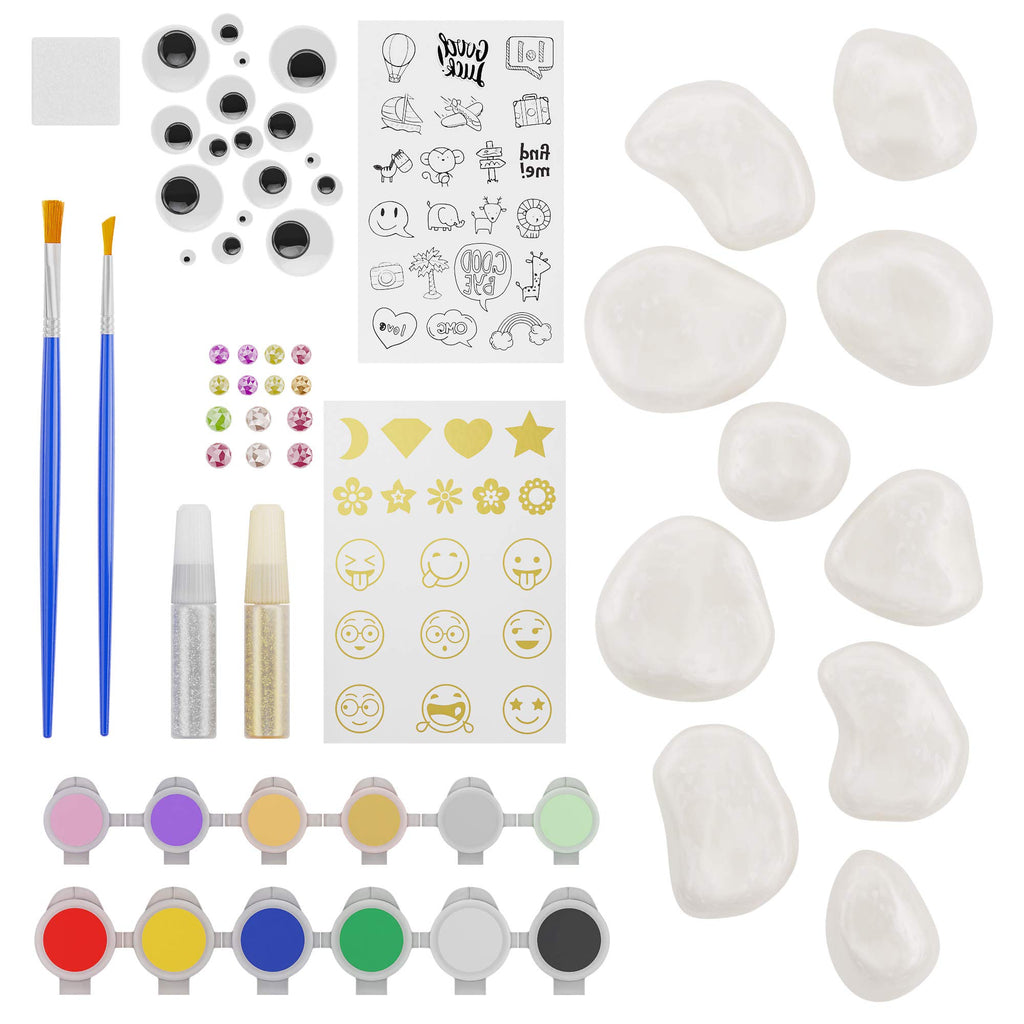 Dan&Darci Kids Rock Painting Kit - Glow in The Dark - Gifts Arts & Crafts for Boys and Girls Ages 6-12 - Craft Activities Kits - Creative Art Toys for 6, 7, 8, 9, 10, 11 & 12 Year Old Kid