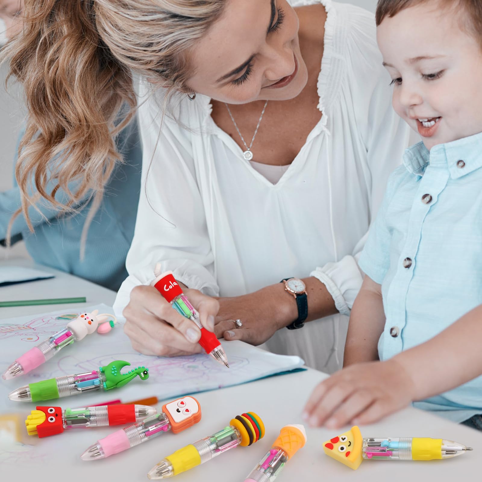 CZWZ 20Pcs Mini Multicolor Pens in One 4-in-1 Cute Pens Bulk for Kids, Fun Kawaii Ballpoint Pens for Birthdays and Children's Party Favors Gifts Teacher School Supplies