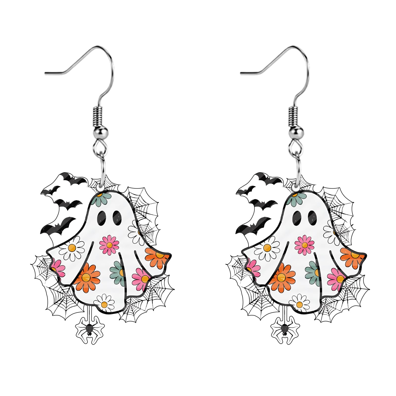 Funny Dog Sunflower Paw Print Earrings for Women - Unique & Quirky Funky Acrylic Dangle Earrings, Cute & Silly Novelty Design, Wacky & Crazy Earrings for Fun Lovers