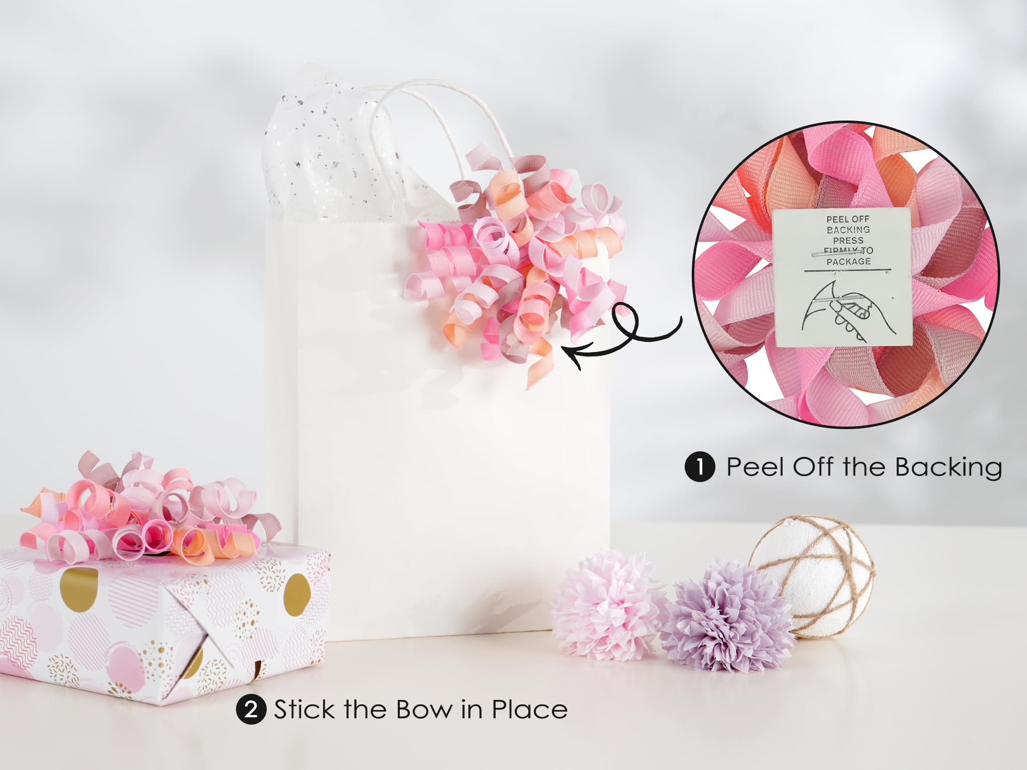 HUIHUANG Green Curly Gift Bows Self Adhesive Sage Green Burst Gift Bow for Gift Wrapping, Birthday, Wedding Baby Shower Party Favors, Wine Bottle, Treat Bags- 6 Counts