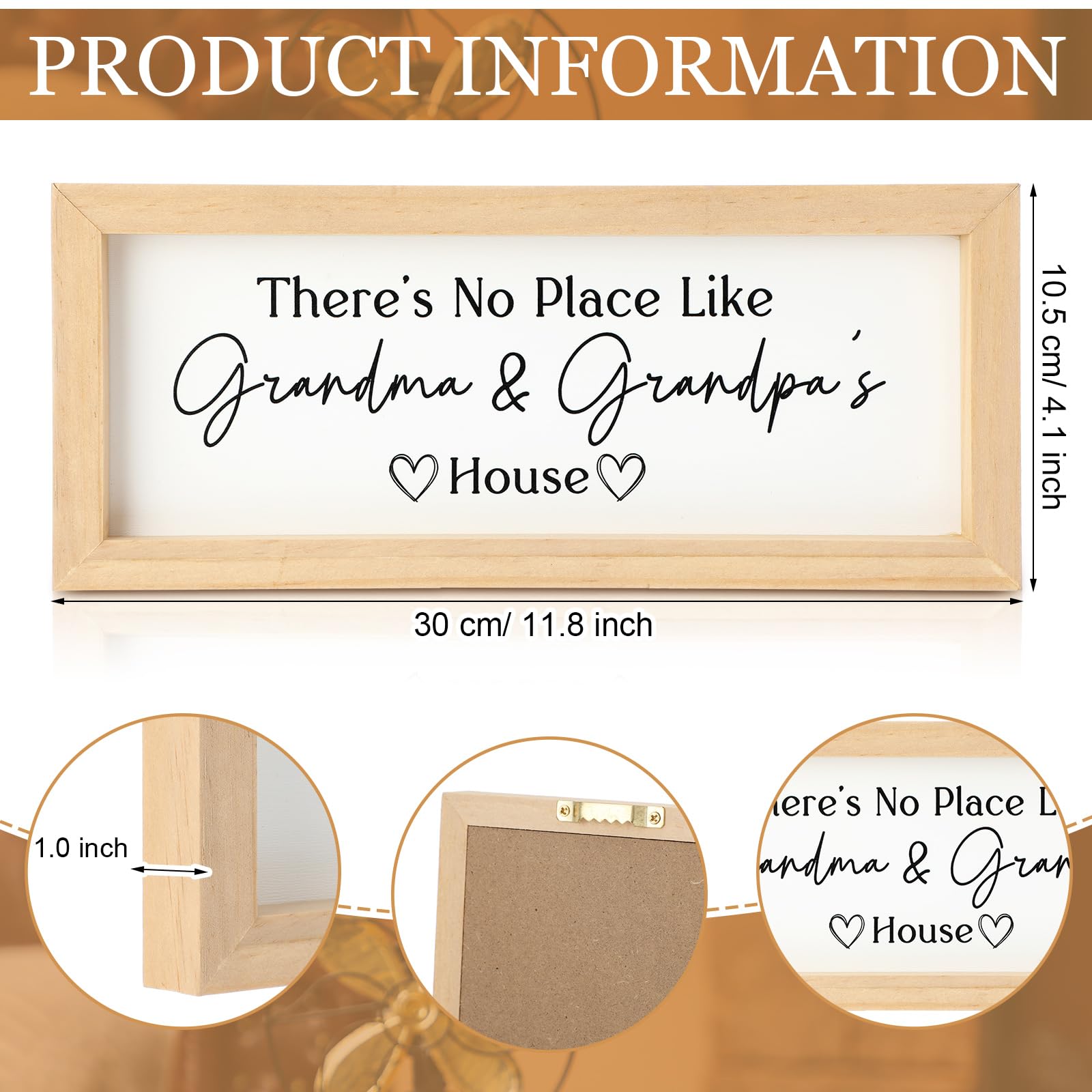 Yousoontic Grandparents Gift from Grandkids There's No Place Like Grandma & Grandpa's House Wooden Sign Farmhouse Home Decor for Birthday Christmas Thanksgiving Gift(Dark Brown,11.8 Inch)