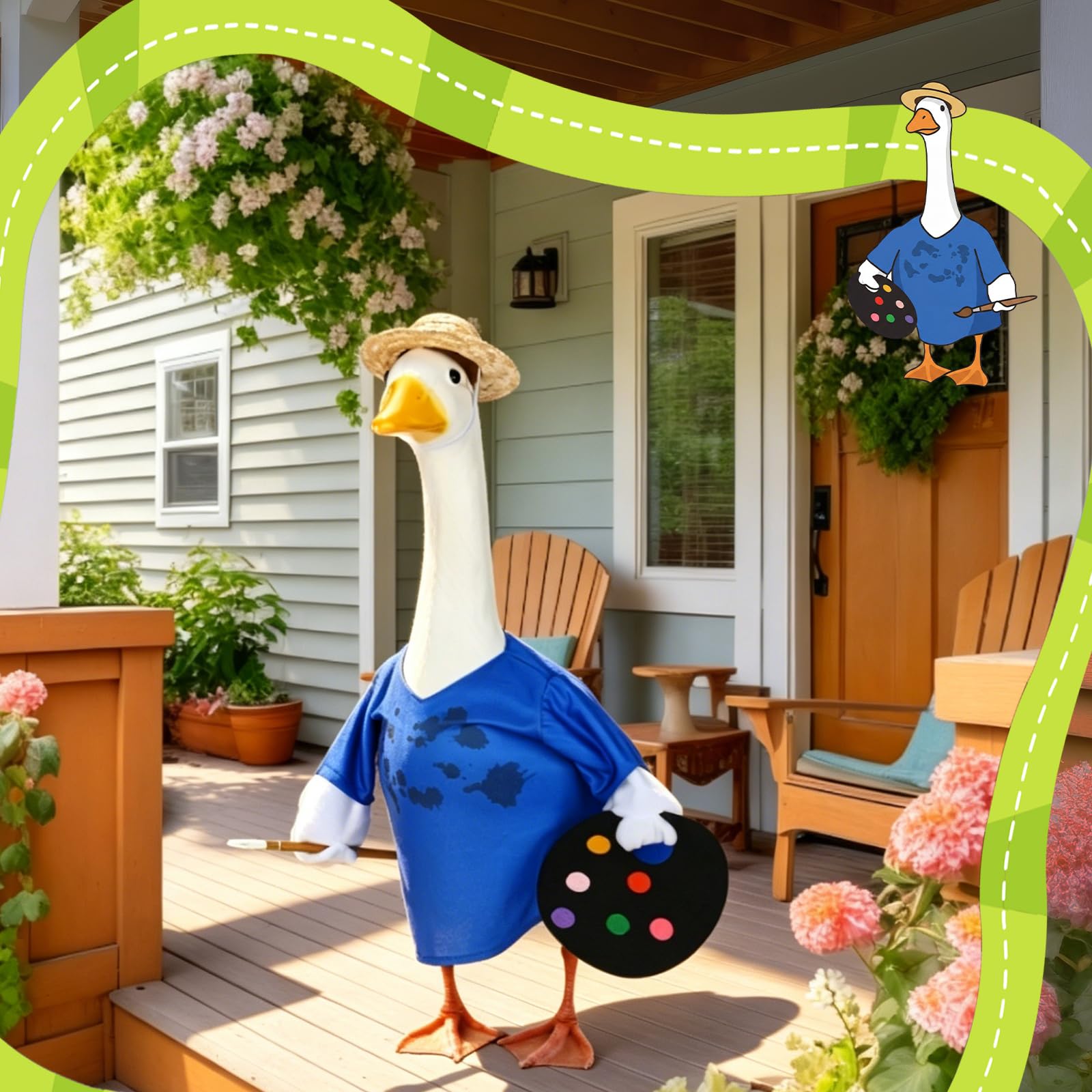 Suzile Fall Maple Porch Goose Outfit Autumn Goose Clothes for 23 Inch Cement or Plastic Geese Costume for Yard Lawn Outdoor Garden Patio Concrete Duck Statue Dress Thanksgiving Party Holiday Decor