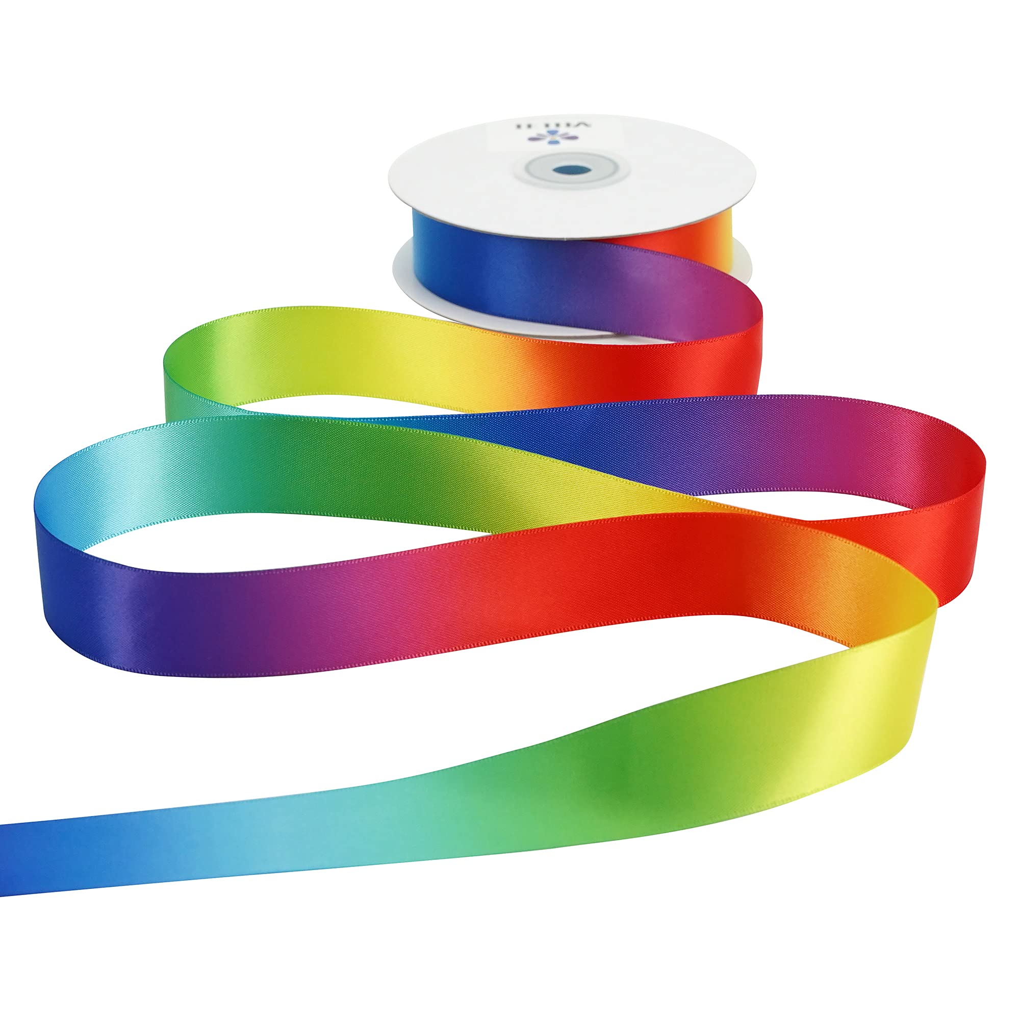 MEEDEE 3/8 Inch Satin Ribbon Set – 10 Rolls Rainbow Double Face Ribbon for Gift Wrapping, 5 Yards Each (Total 50 Yards), Decorative Ribbon for Presents & Party Favors