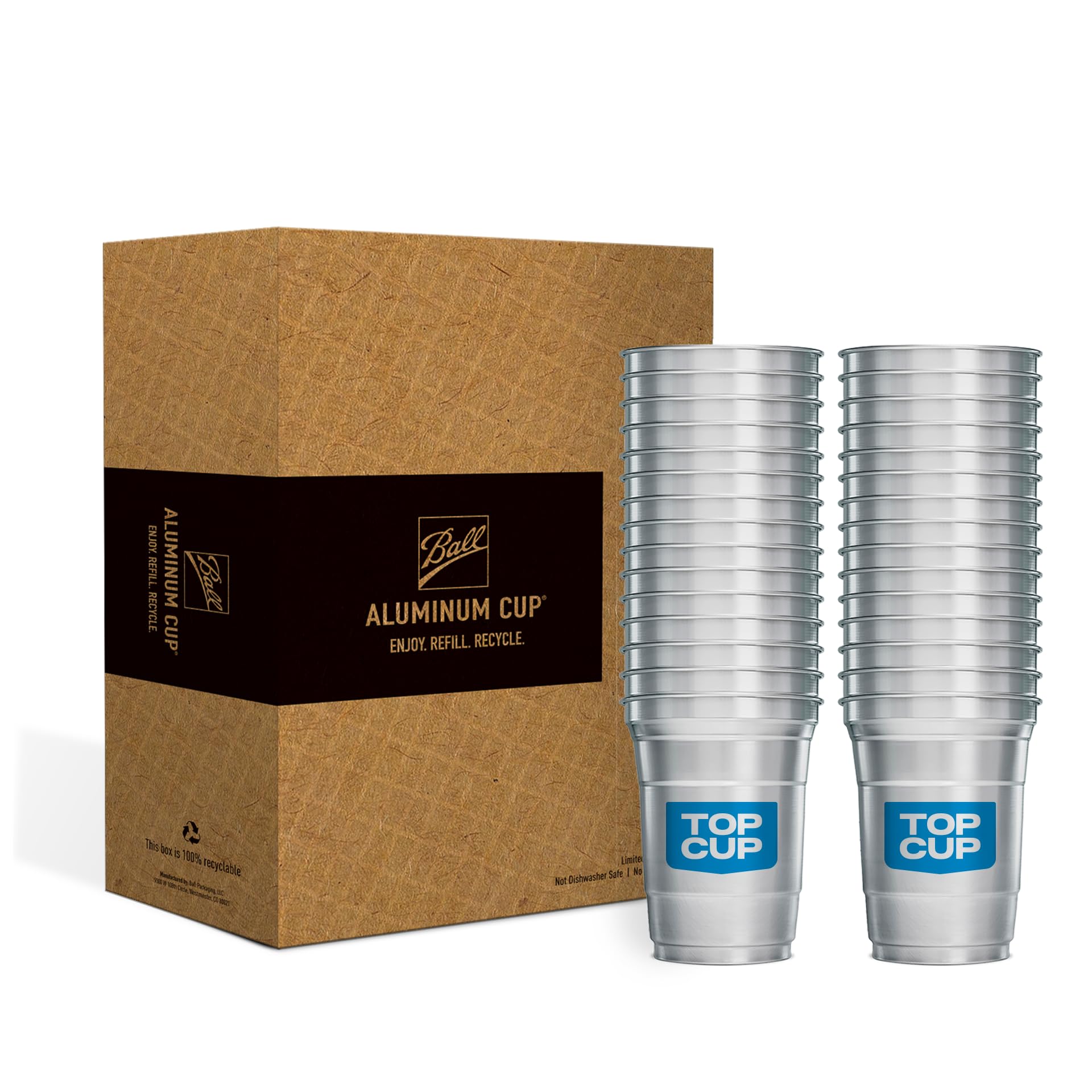 Top Cup America's 250th Birthday 20 oz Reusable Aluminum Party Cups 20 Count | Durable, Reusable & Recyclable, Made in USA
